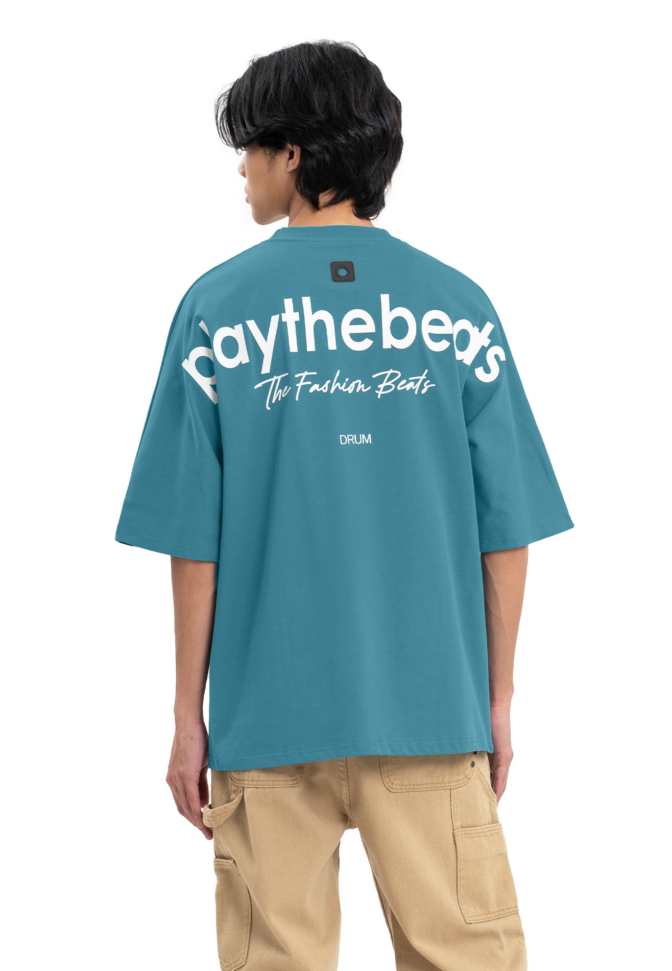 Select Slogan Bat Sleeve Oversized Tee- Blue