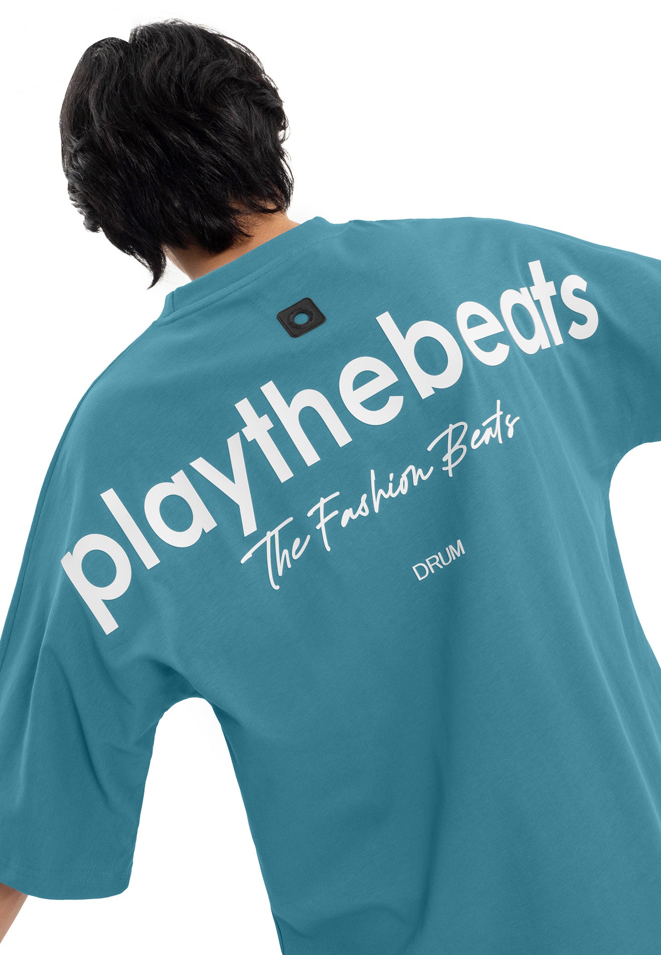 Select Slogan Bat Sleeve Oversized Tee- Blue