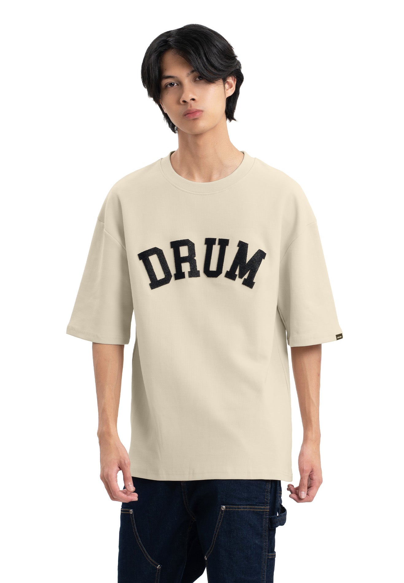 Select Toothbrush Embroidery Oversized Tee- Light Khaki