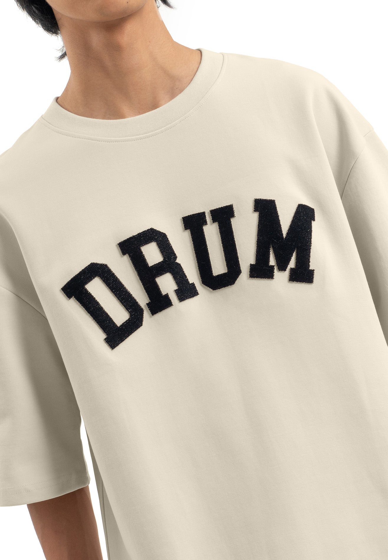 Select Toothbrush Embroidery Oversized Tee- Light Khaki