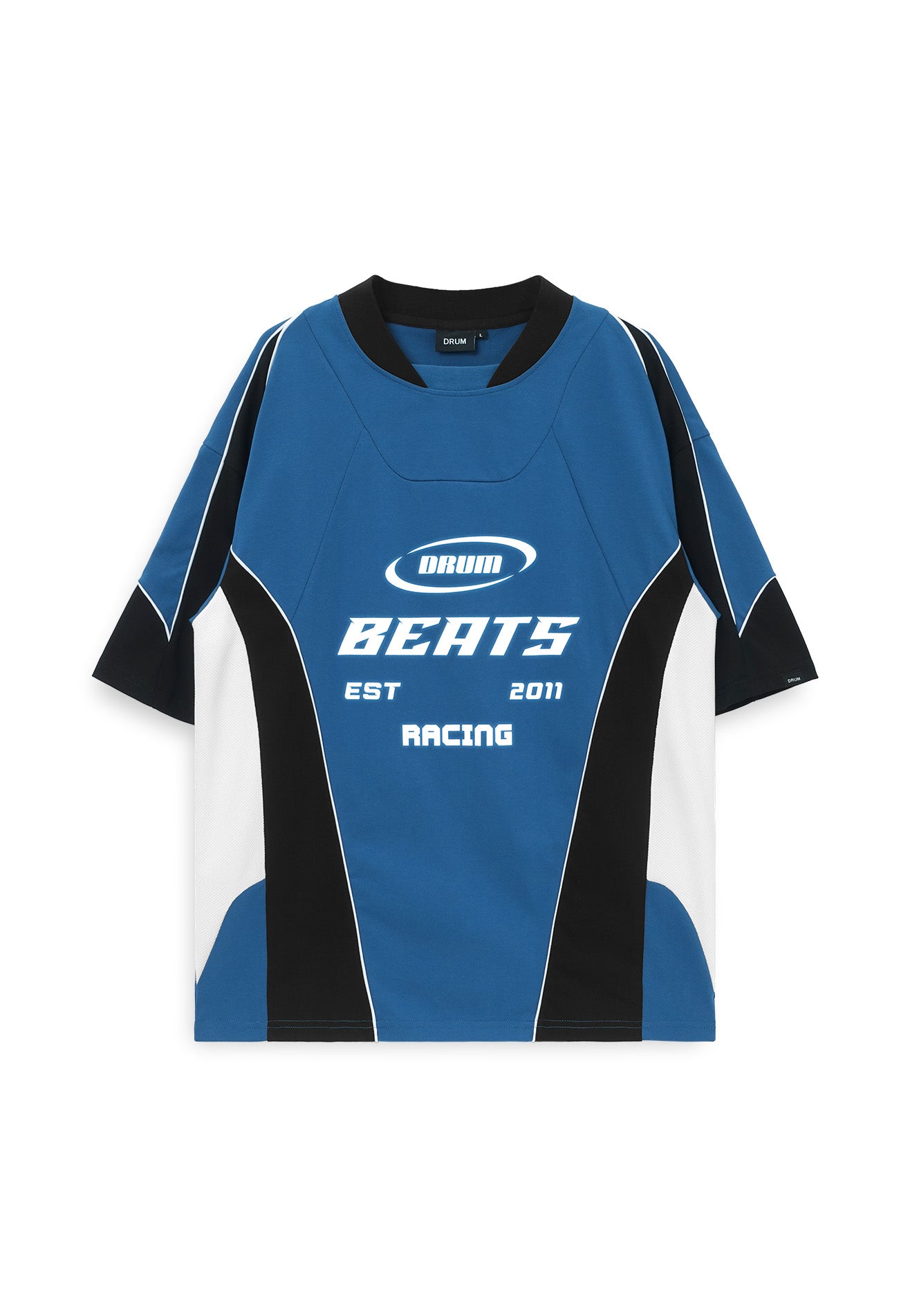 Select Racing Theme Cut & Sew Reflective Oversized Tee- Blue