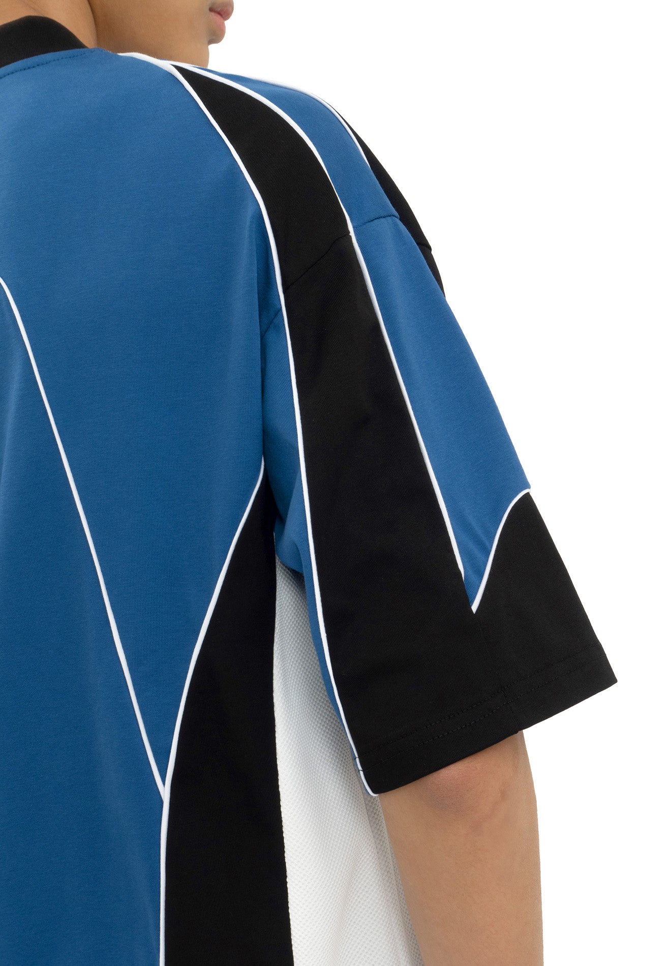 Select Racing Theme Cut & Sew Reflective Oversized Tee- Blue