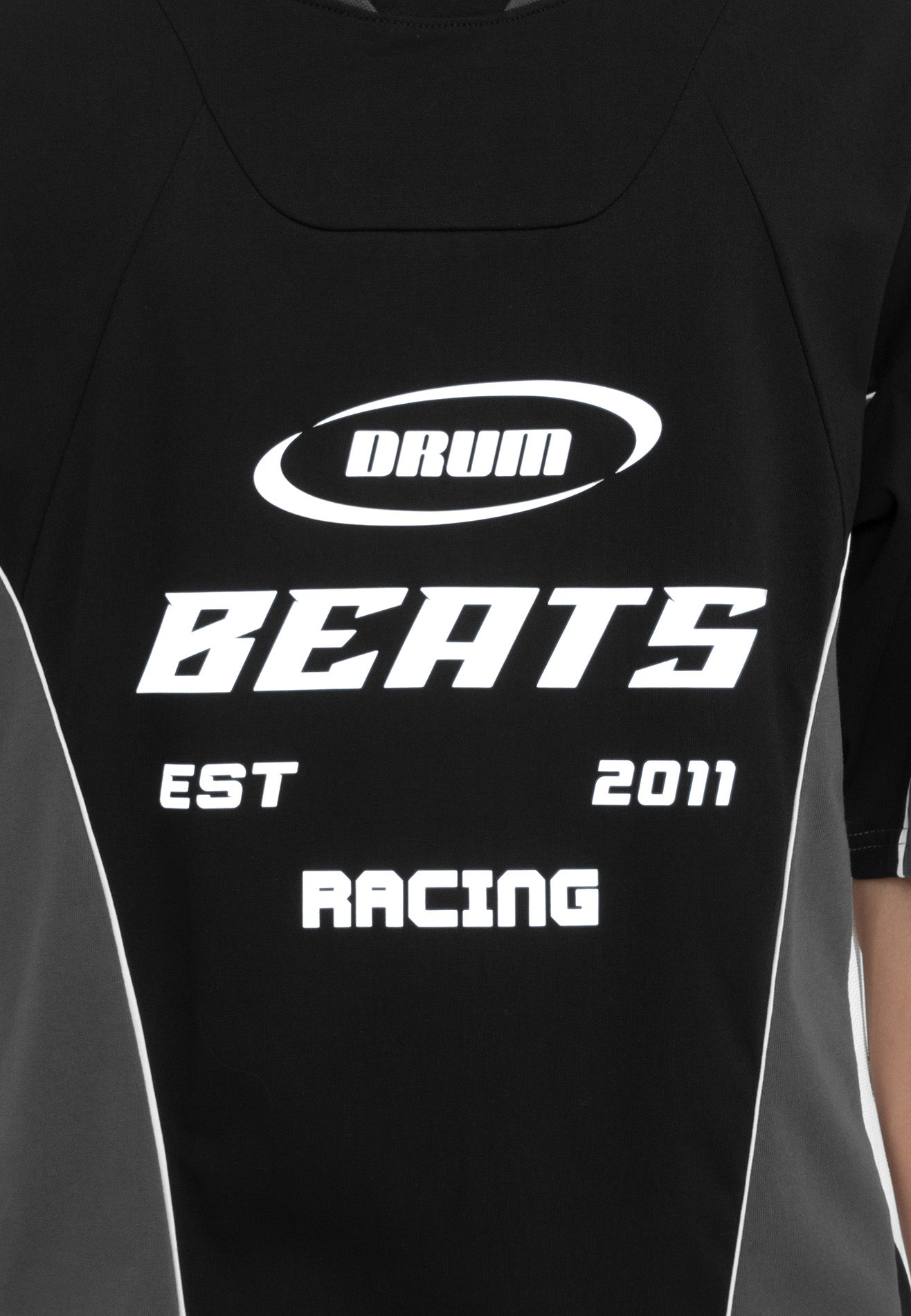 Select Racing Theme Cut & Sew Reflective Oversized Tee- Black