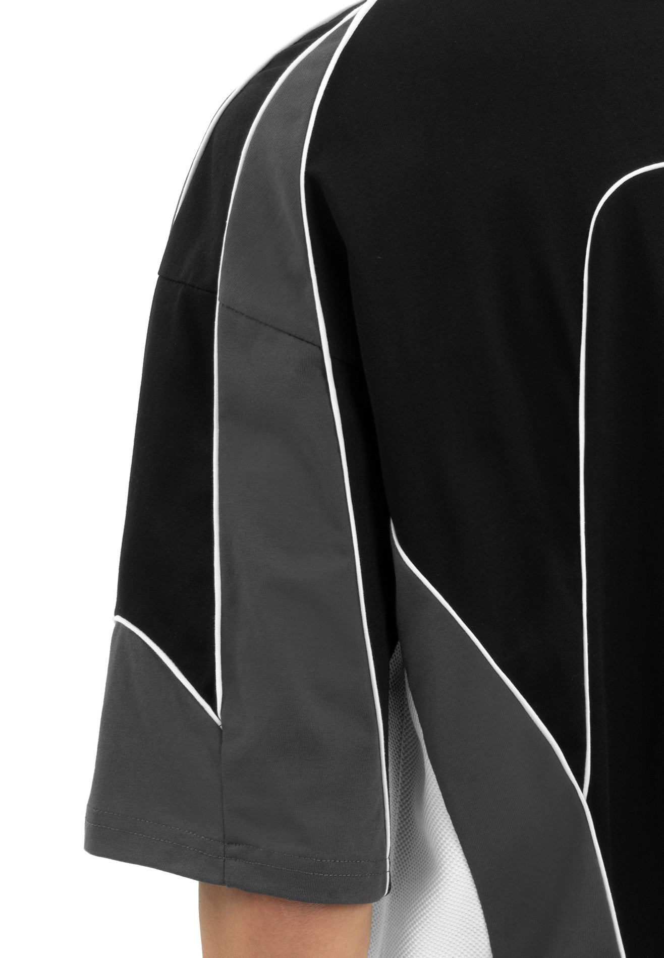 Select Racing Theme Cut & Sew Reflective Oversized Tee- Black