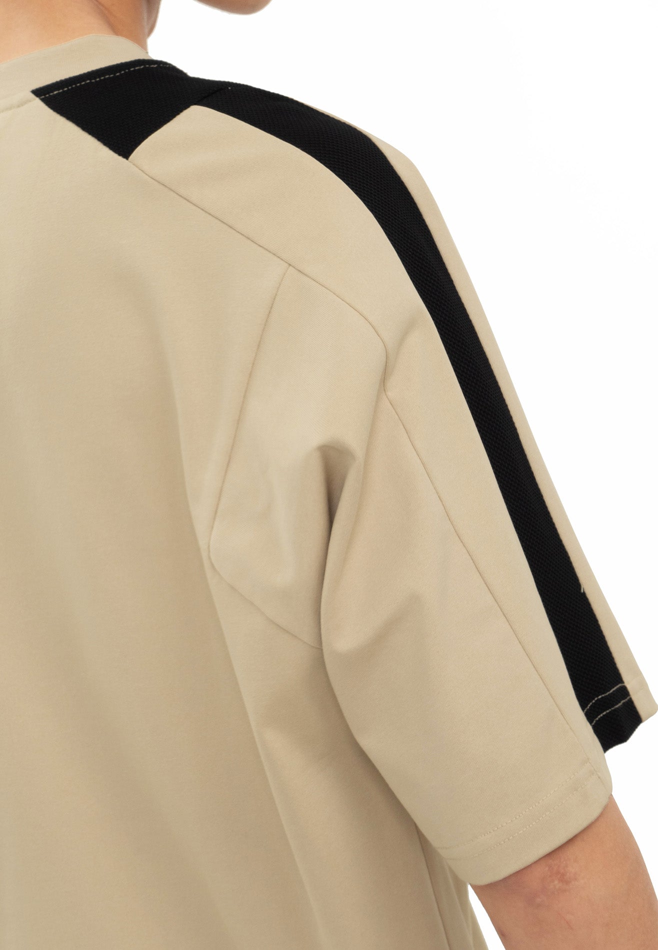 Select Racing Theme Cut & Sew Oversized Tee- Light Khaki