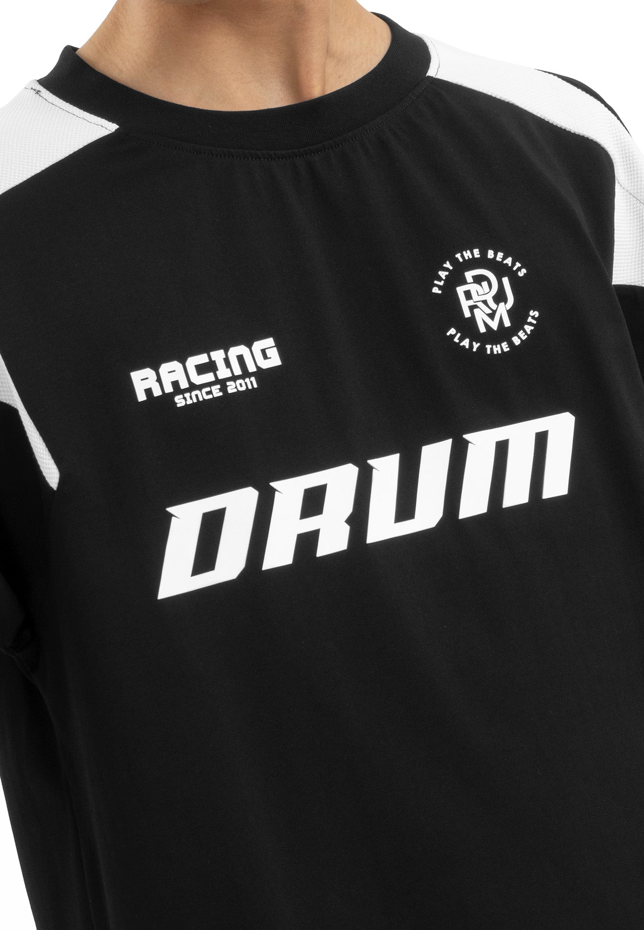 Select Racing Theme Cut & Sew Oversized Tee- Black