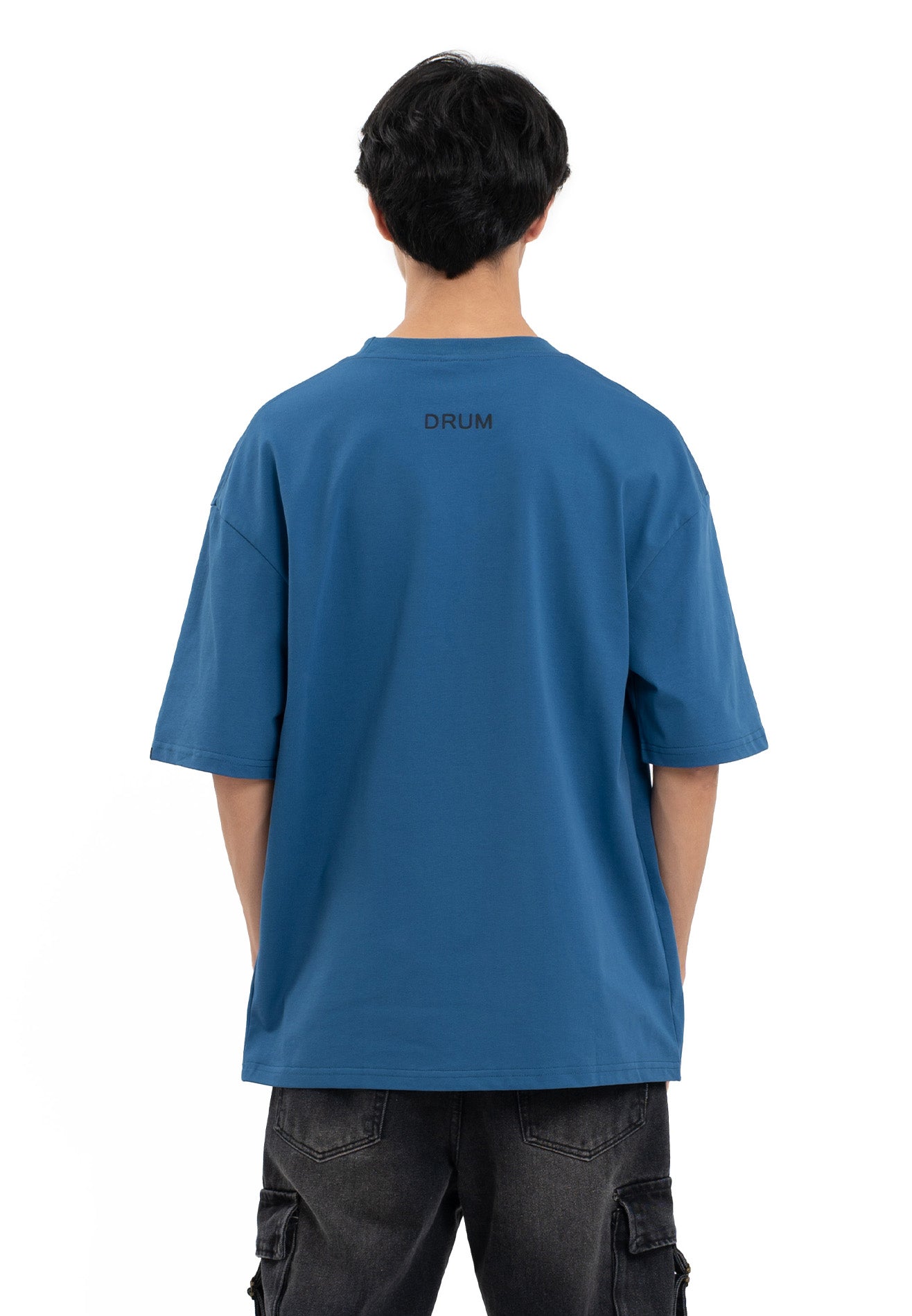 Select Blur Effect Print Oversized Tee- Blue