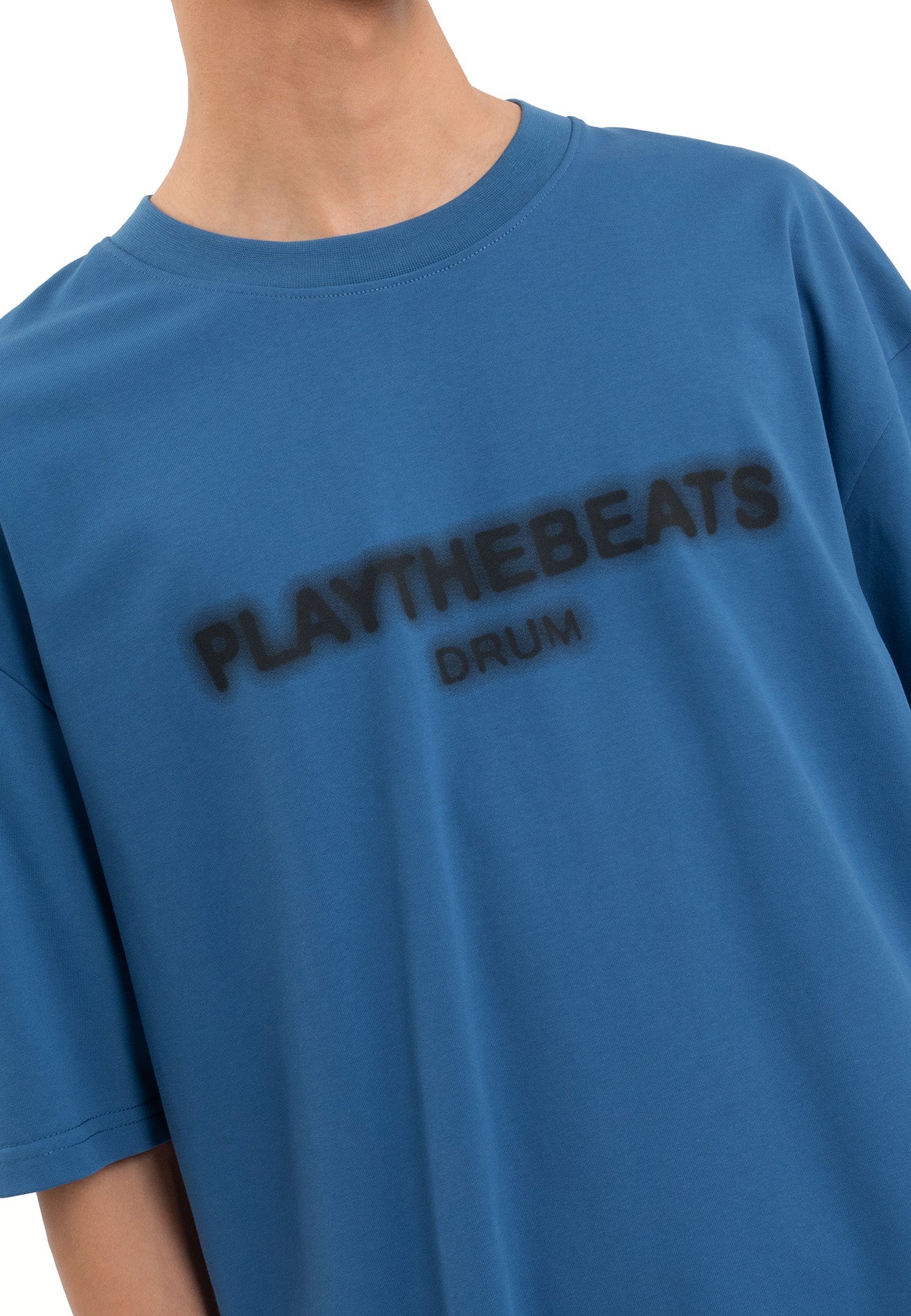 Select Blur Effect Print Oversized Tee- Blue