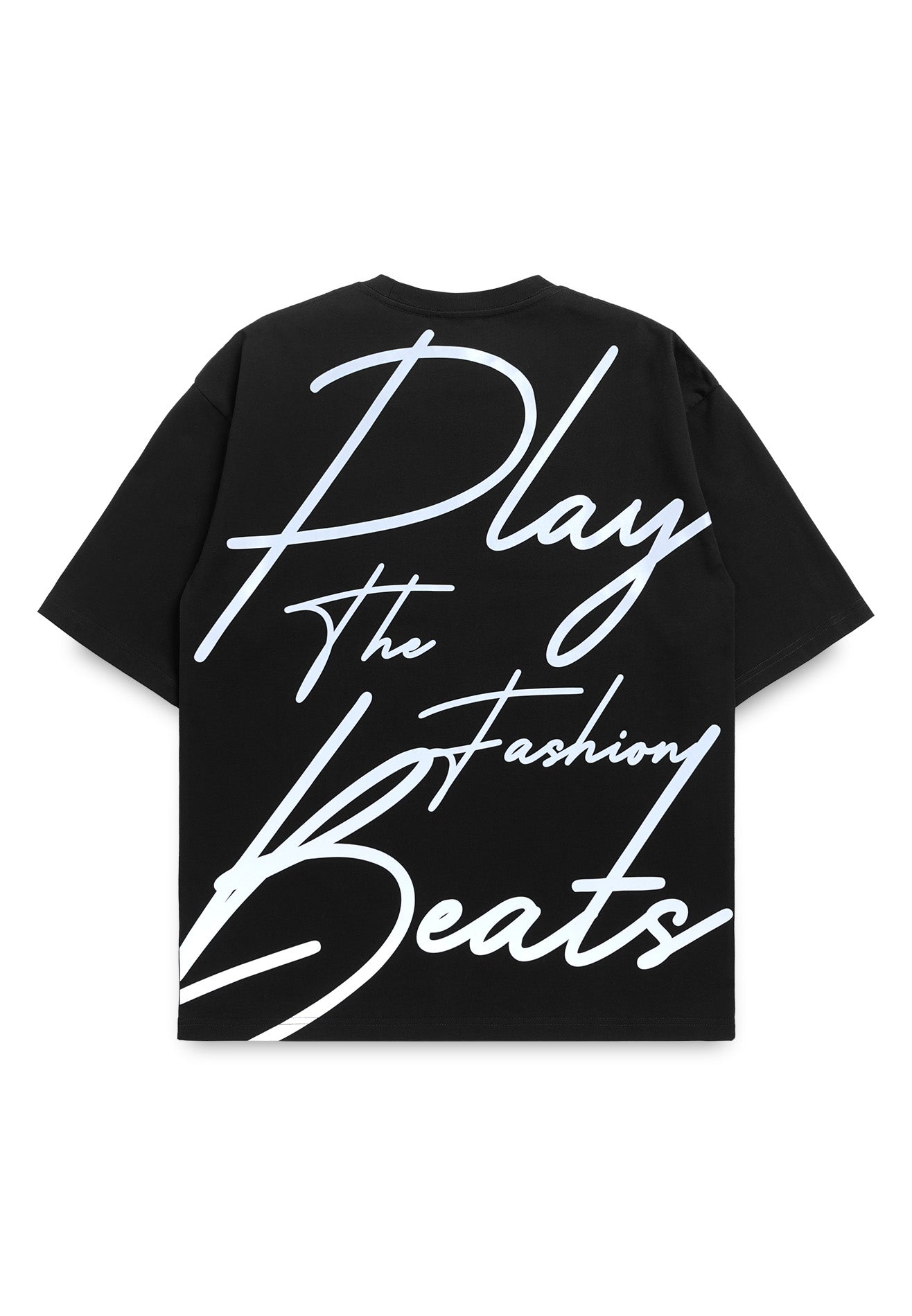 Select Slogan Reflective Print Oversized Tee- Black