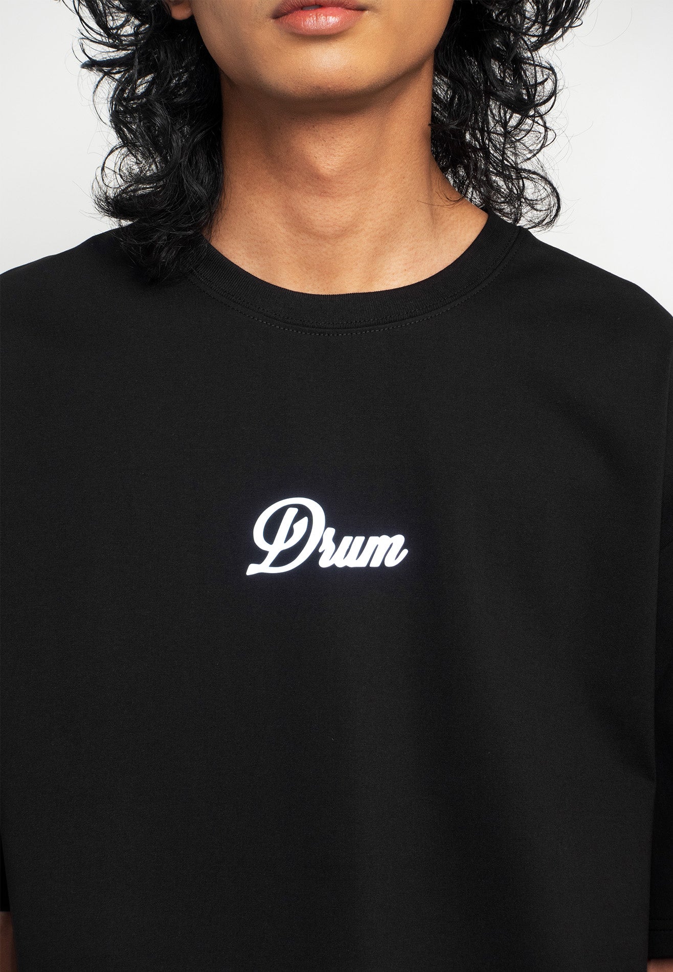 Select Slogan Reflective Print Oversized Tee- Black