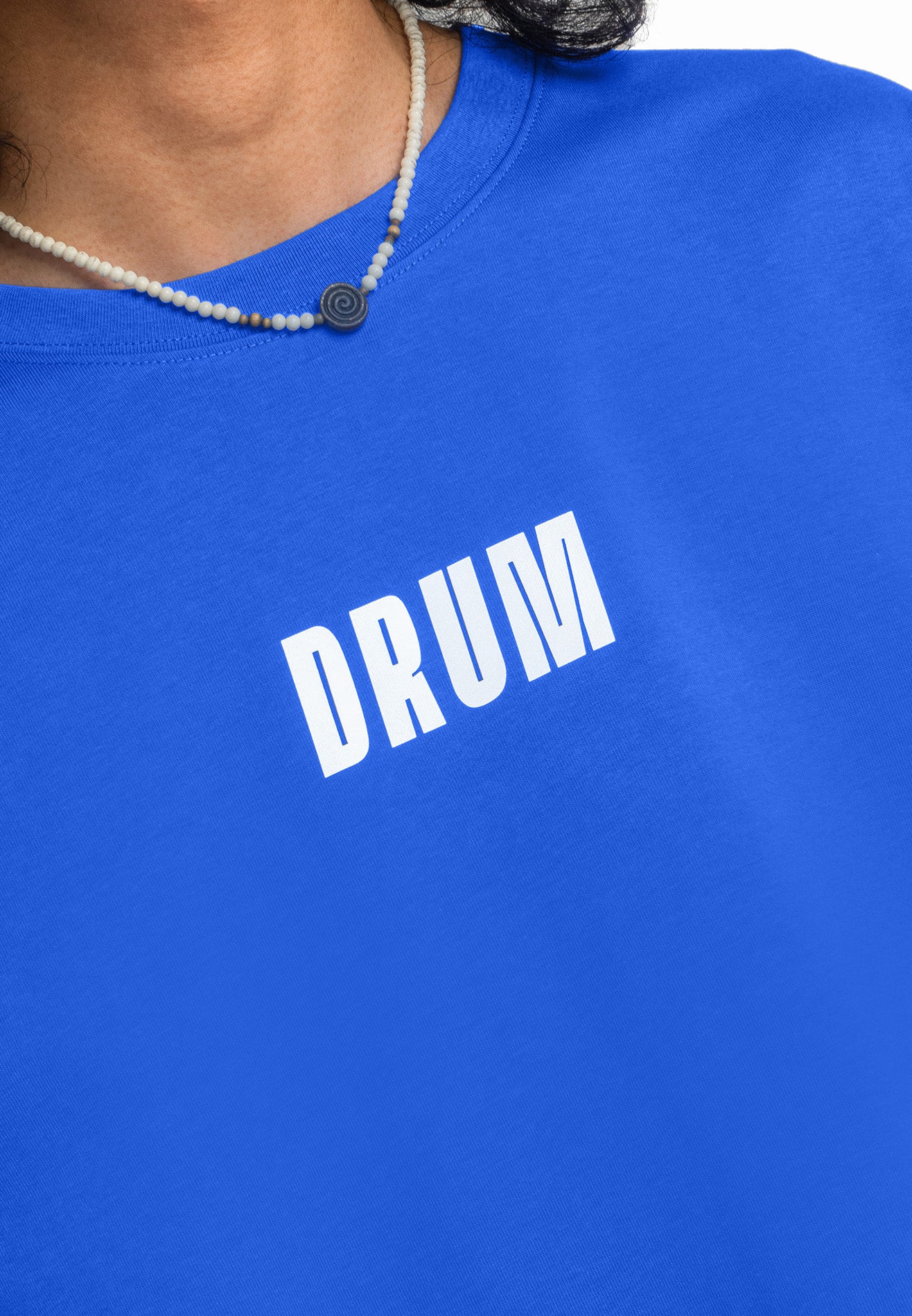 Select Bold Slogan Reflective Print Oversized Tee- Blue