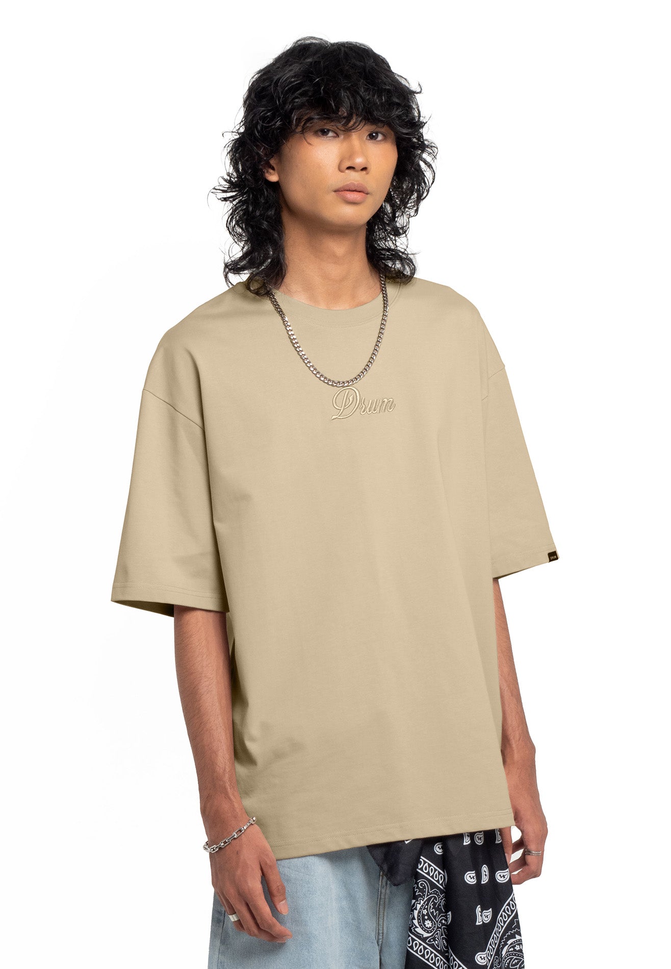 Select 3D Embroidery Oversized Tee- Khaki