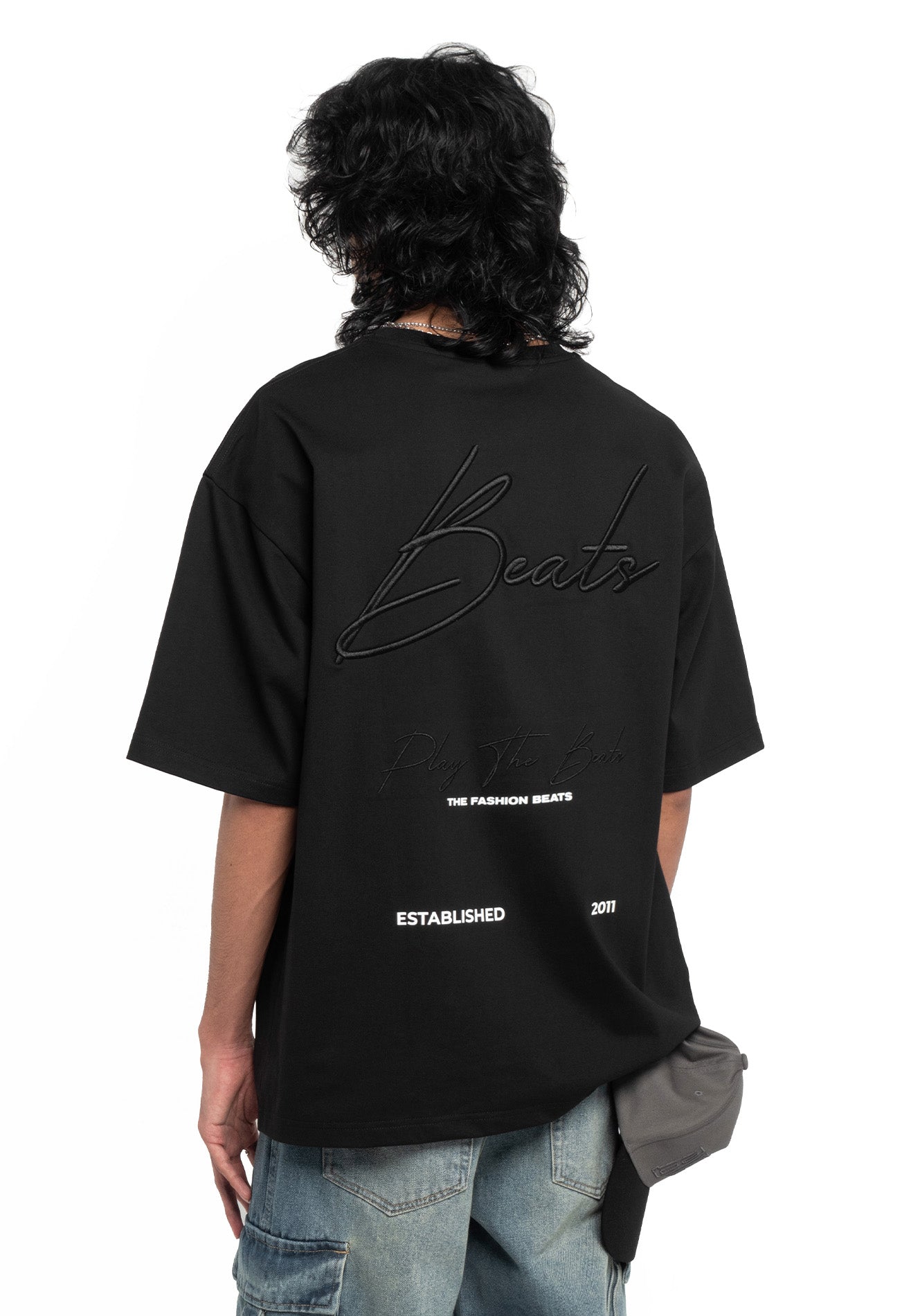 Select 3D Embroidery Oversized Tee- Black