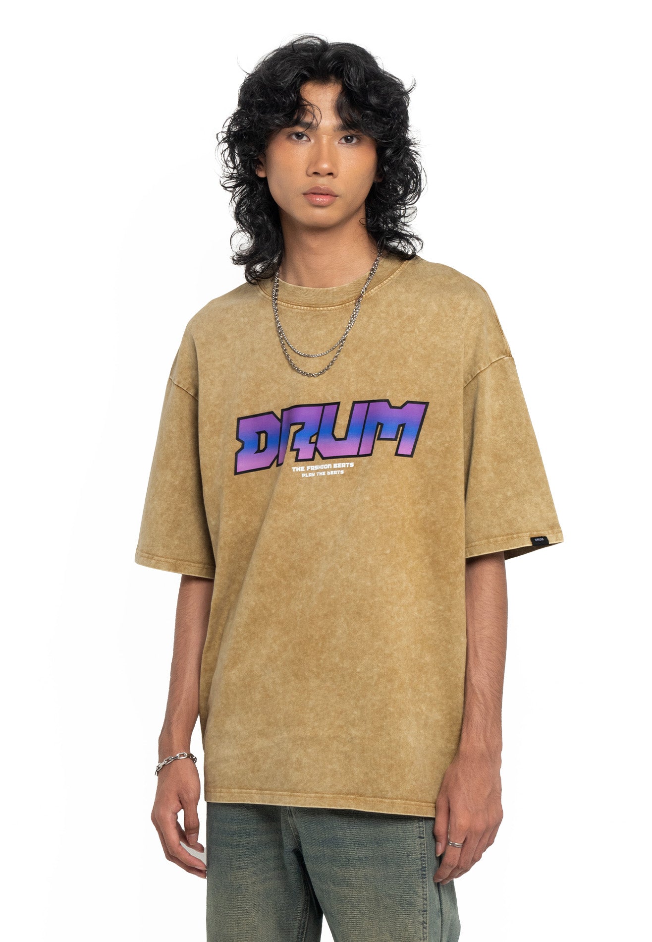 Select Stoned Washed Oversized Tee- Khaki