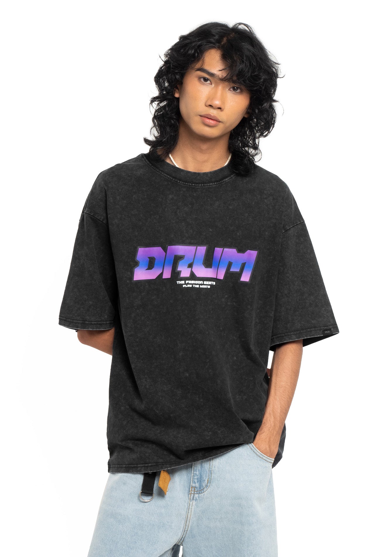 Select Stoned Washed Oversized Tee- Black