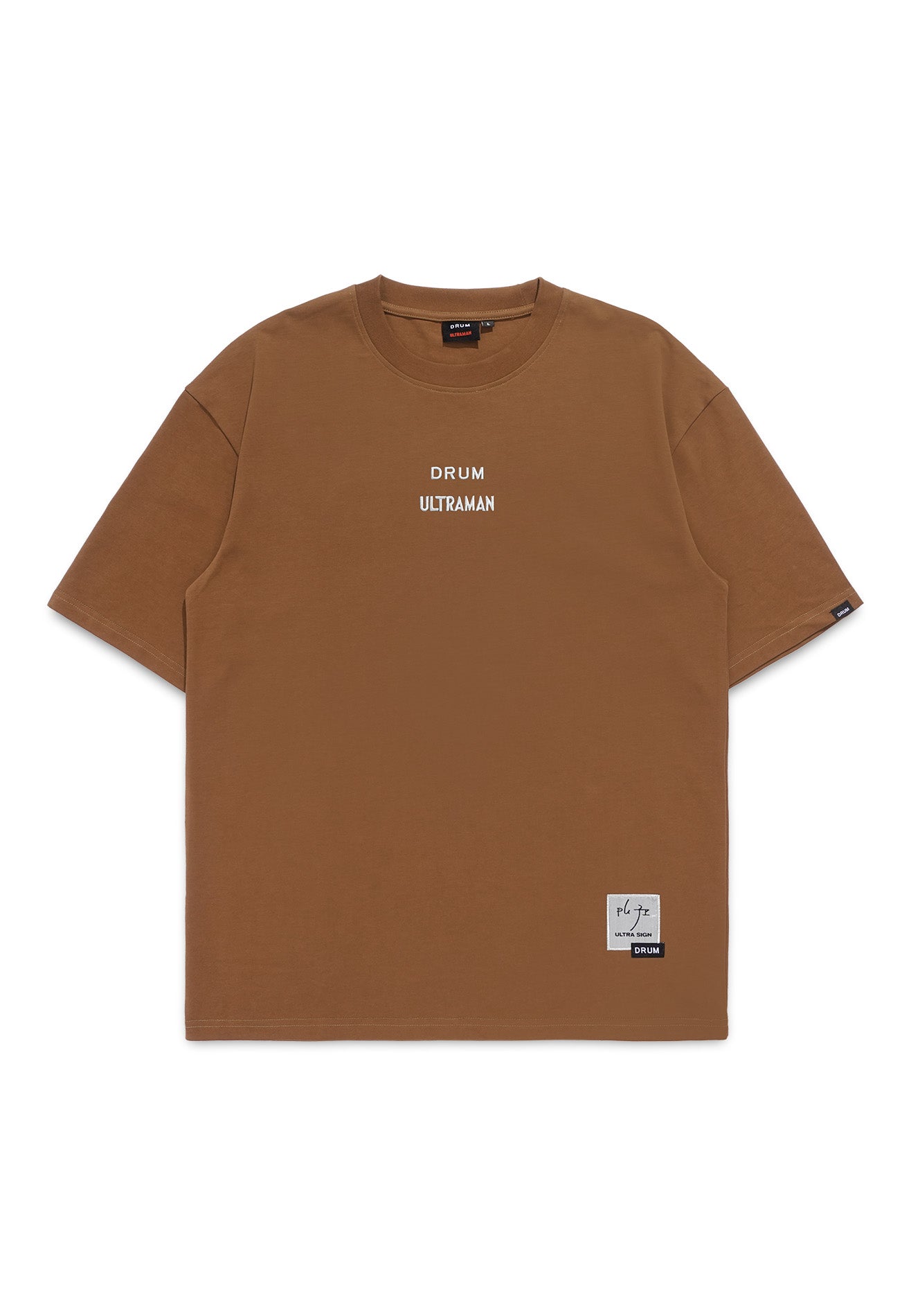 DRUM | ULTRAMAN Flocking Details Oversized Tee- Brown