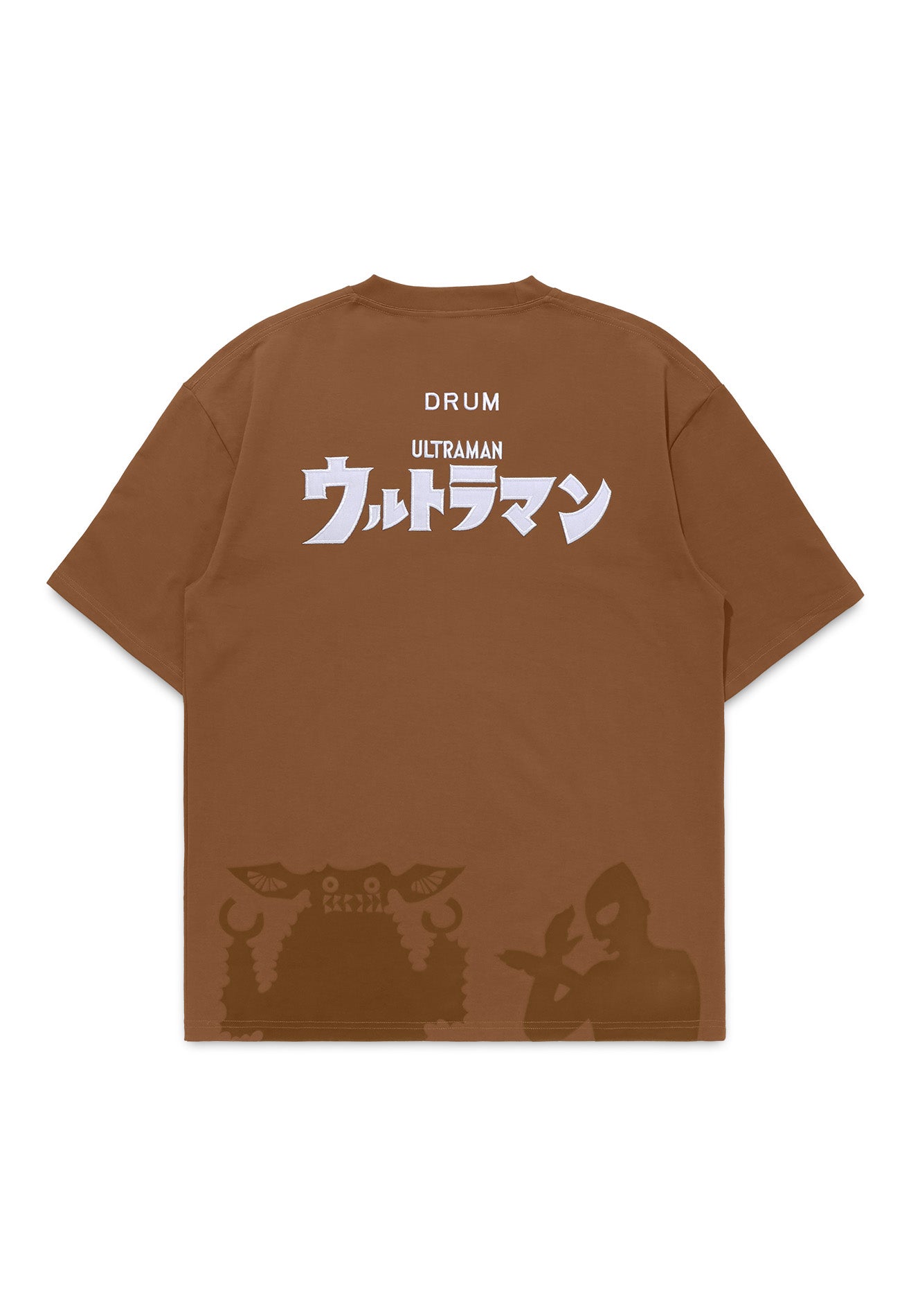 DRUM | ULTRAMAN Flocking Details Oversized Tee- Brown