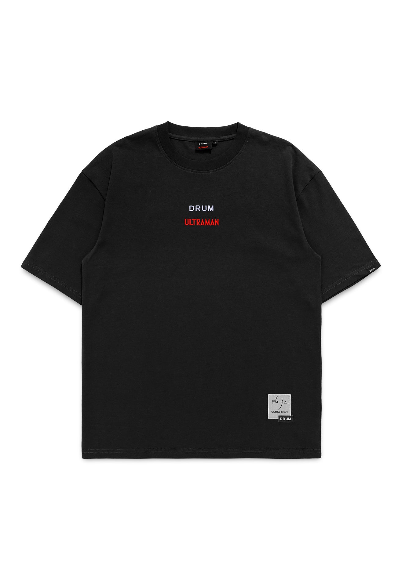 DRUM | ULTRAMAN Flocking Details Oversized Tee- Black