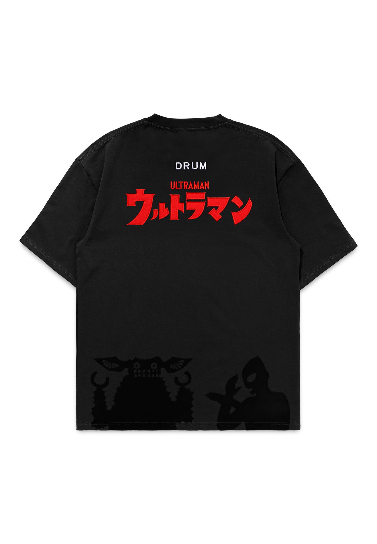 DRUM | ULTRAMAN Flocking Details Oversized Tee- Black