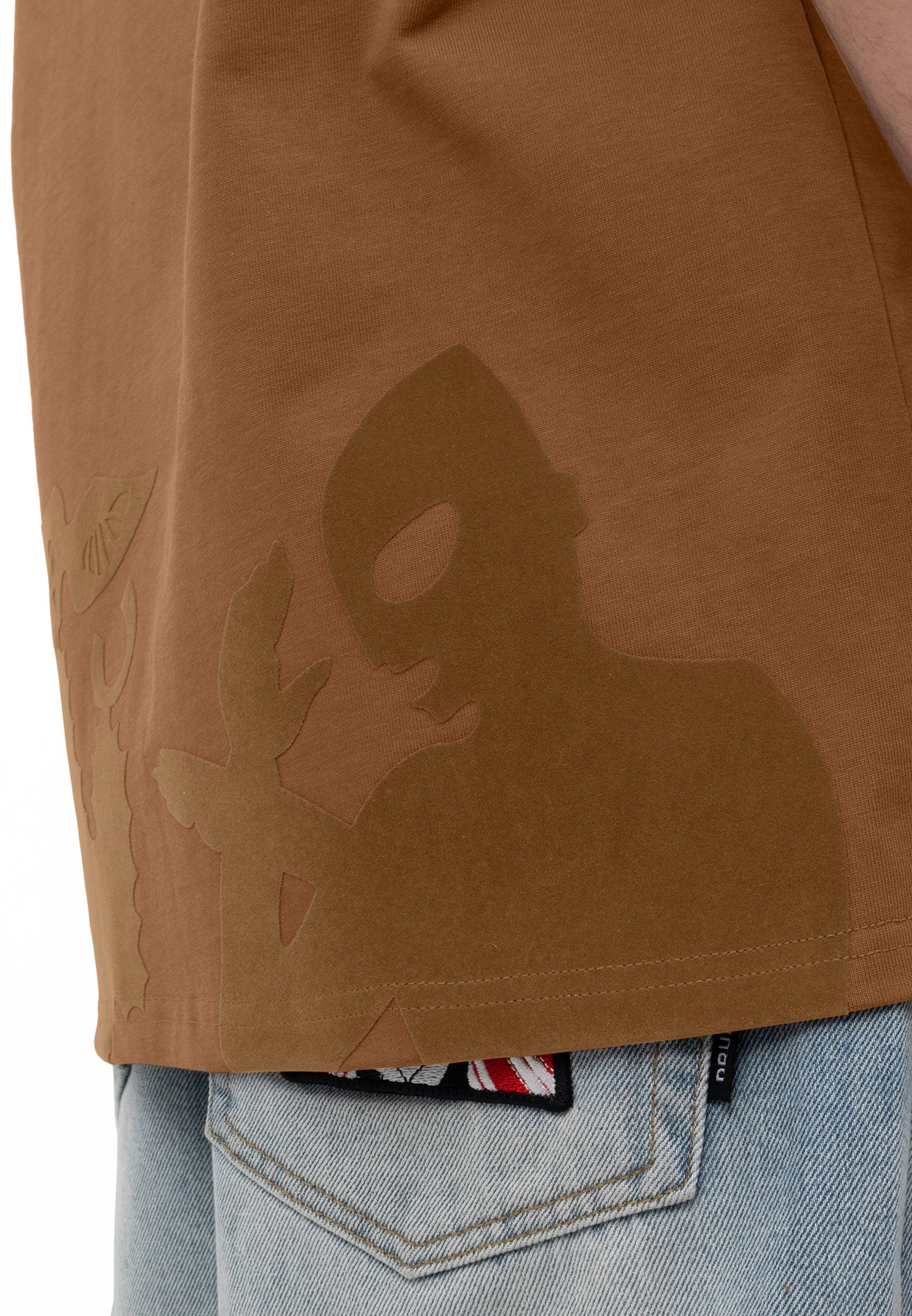 DRUM | ULTRAMAN Flocking Details Oversized Tee- Brown