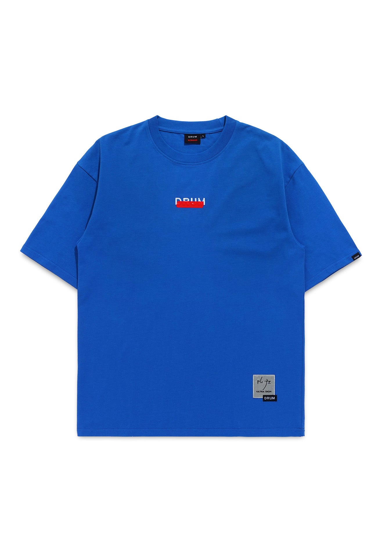 DRUM | ULTRAMAN Silicon Tape Details Oversized Tee- Blue