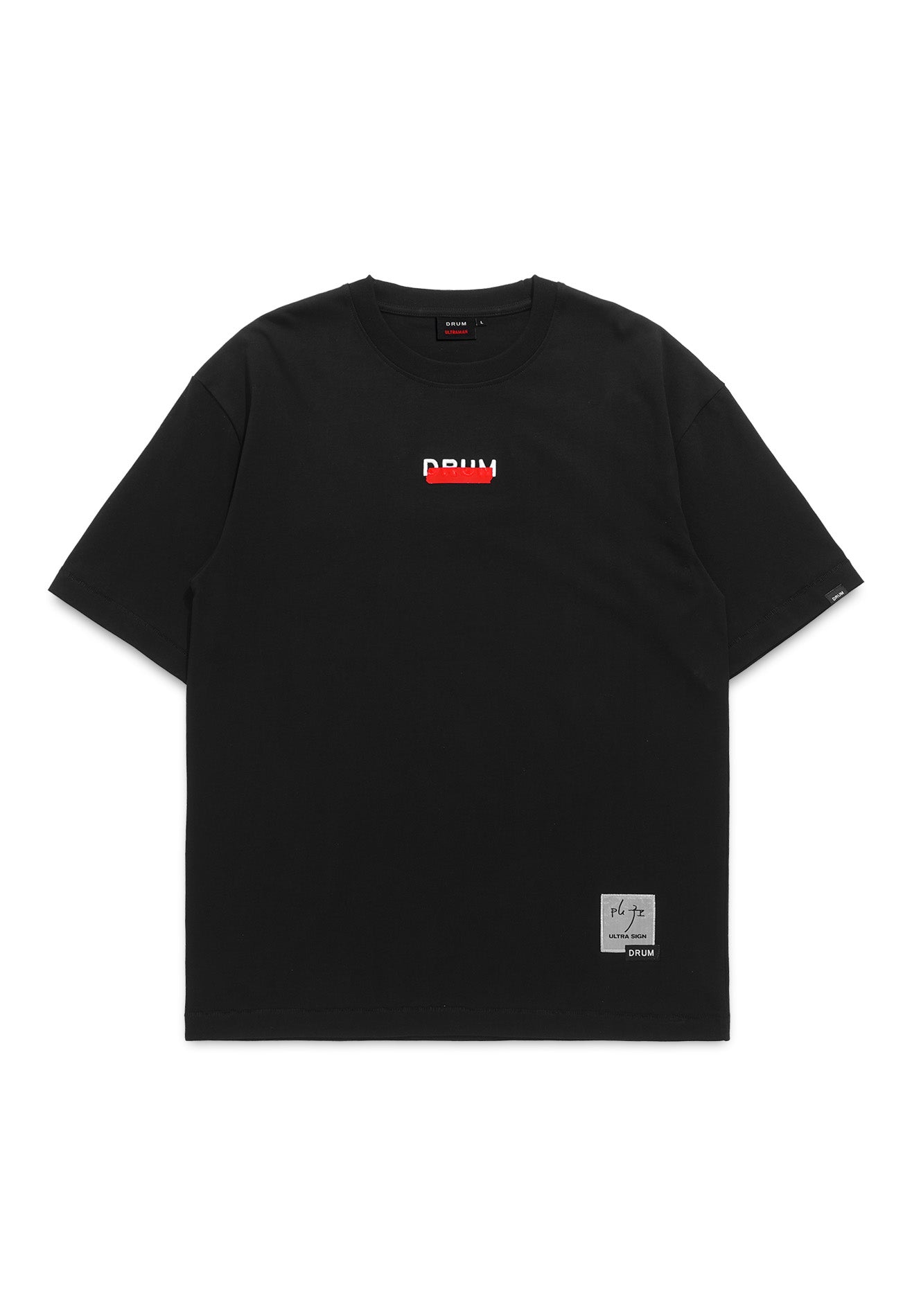 DRUM | ULTRAMAN Silicon Tape Details Oversized Tee- Black