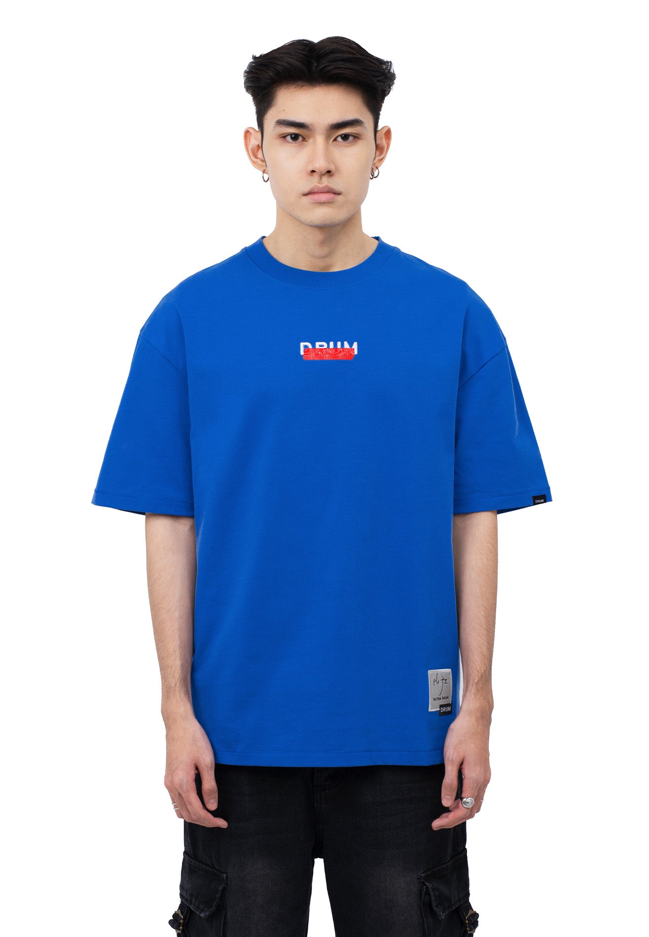 DRUM | ULTRAMAN Silicon Tape Details Oversized Tee- Blue