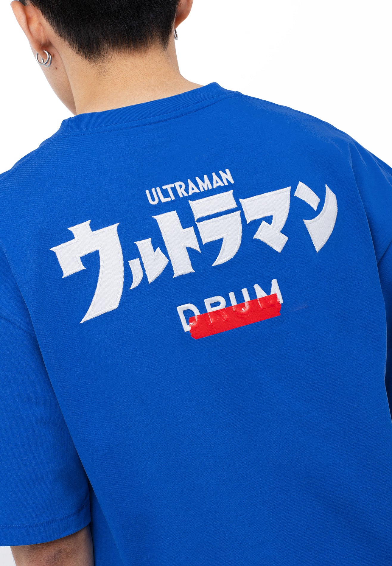 DRUM | ULTRAMAN Silicon Tape Details Oversized Tee- Blue