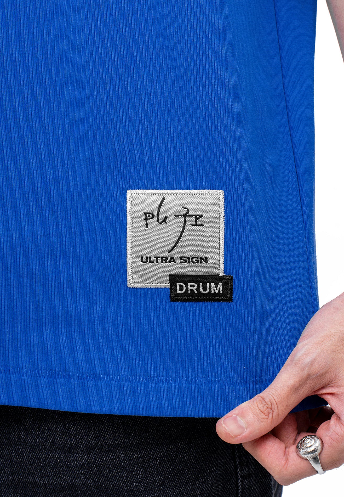 DRUM | ULTRAMAN Silicon Tape Details Oversized Tee- Blue