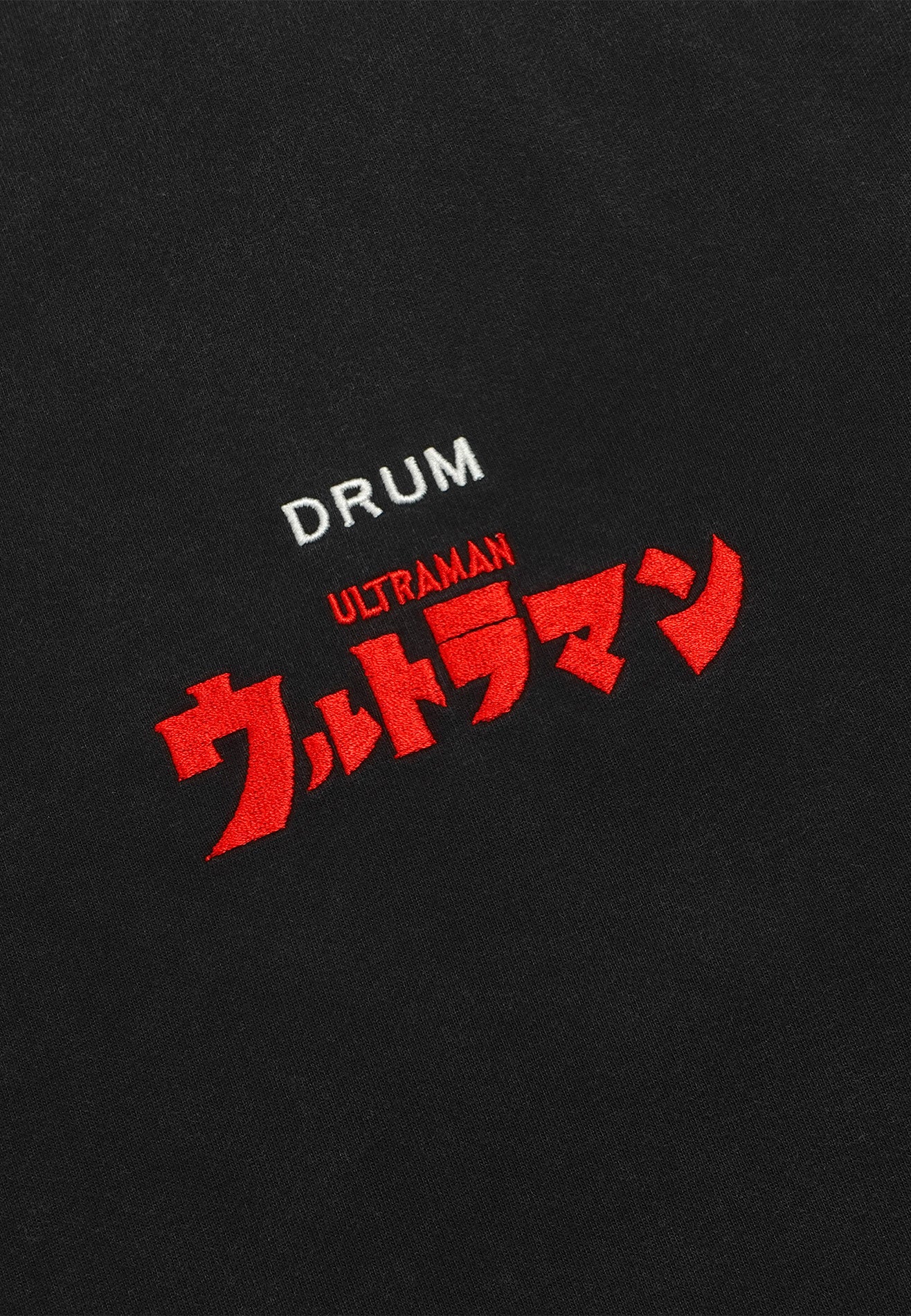 DRUM | ULTRAMAN Hibiscus Embroidery Stoned Washed Oversized Tee- Black