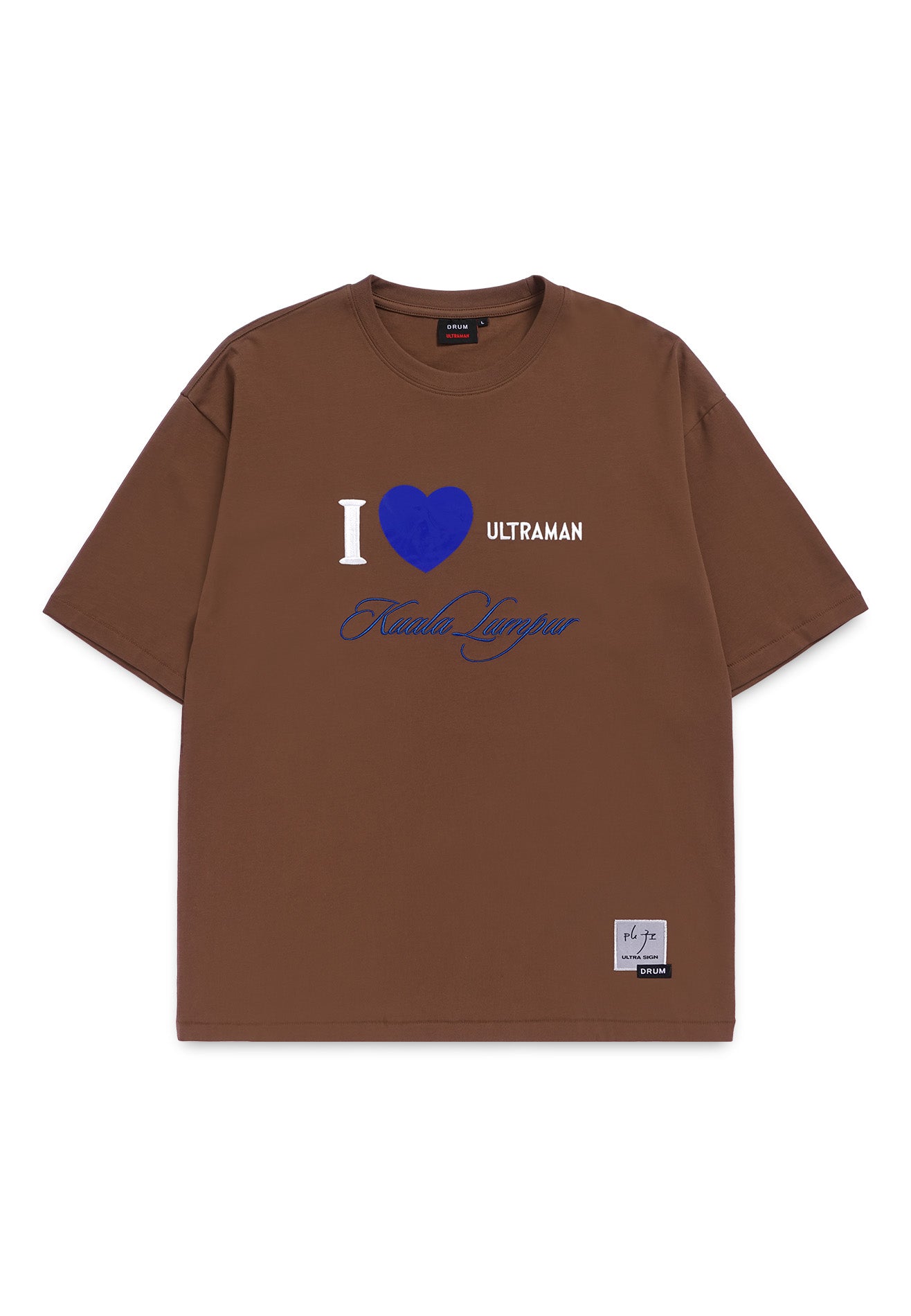 DRUM | ULTRAMAN I love Ultraman KL Silicon Patch Oversized Tee- Brown