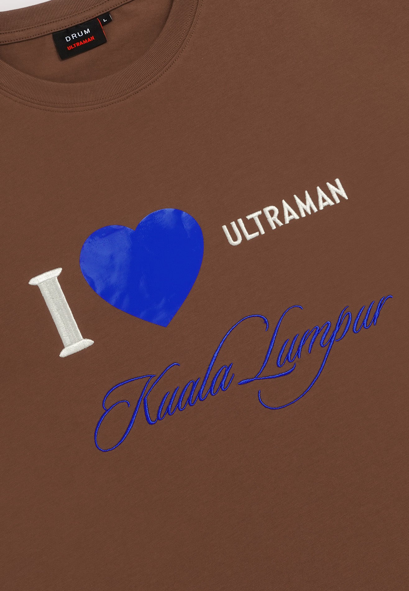 DRUM | ULTRAMAN I love Ultraman KL Silicon Patch Oversized Tee- Brown