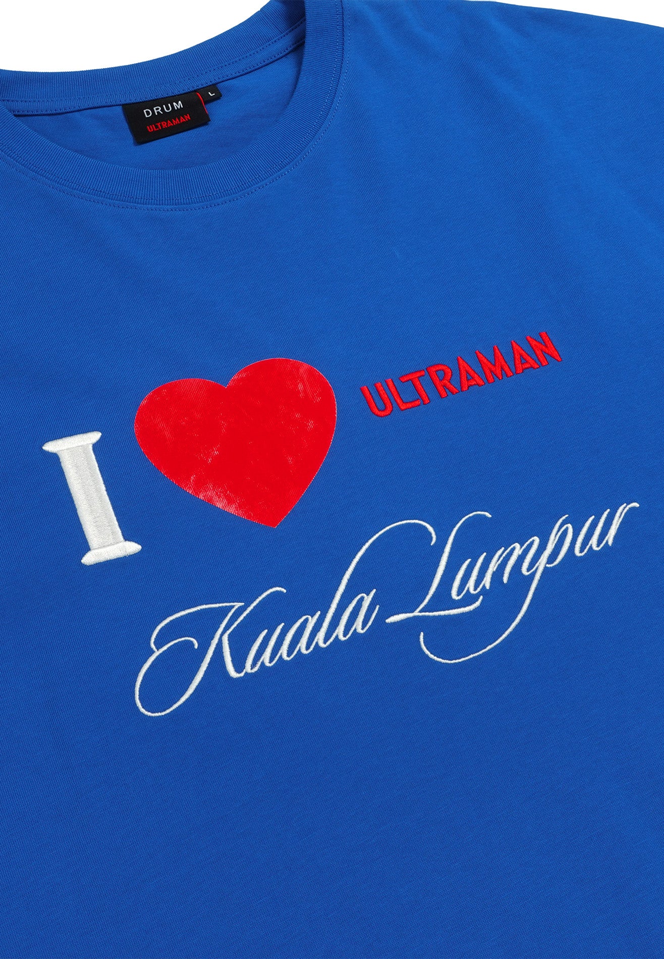 DRUM | ULTRAMAN I love Ultraman KL Silicon Patch Oversized Tee- Blue