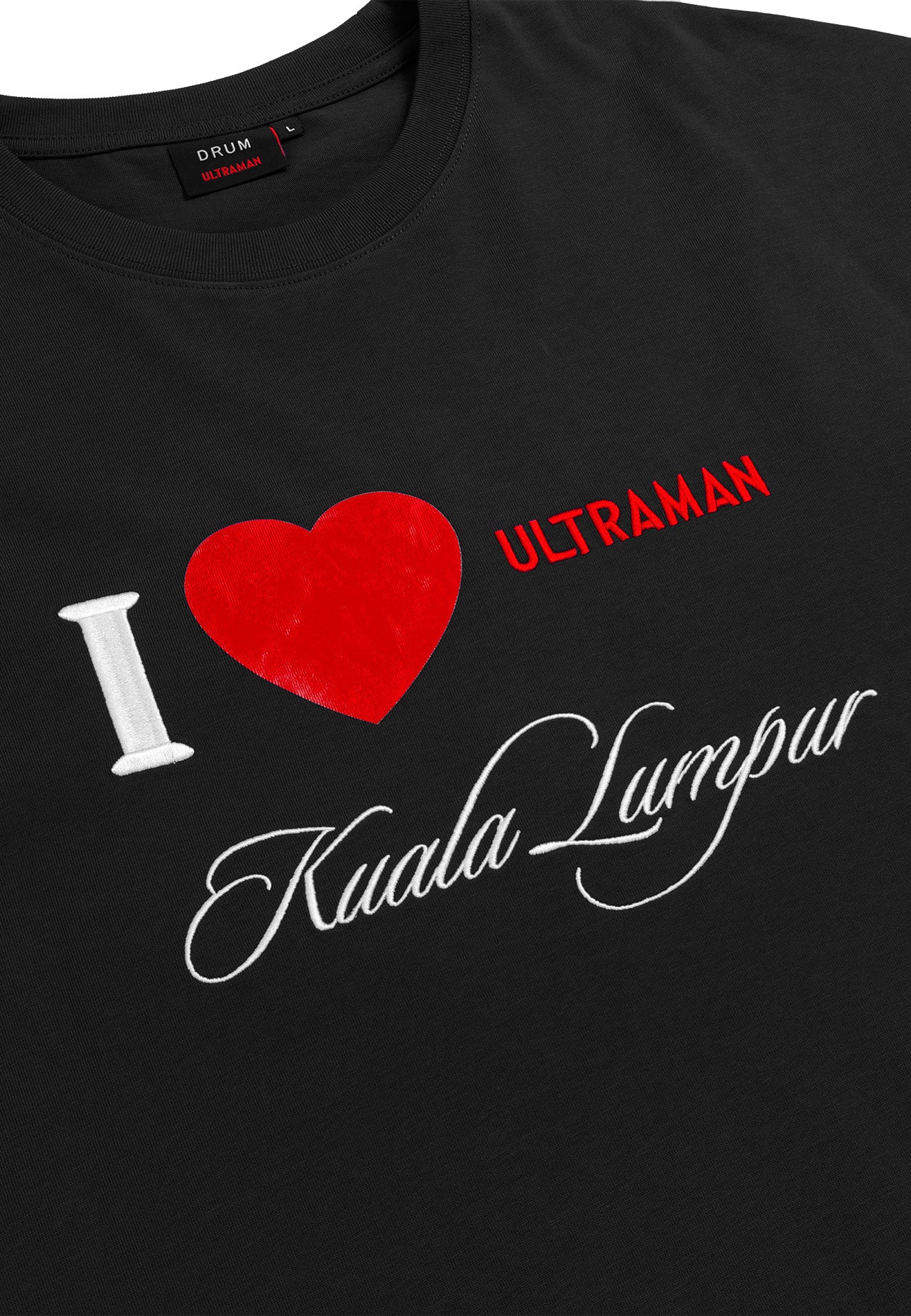 DRUM | ULTRAMAN I love Ultraman KL Silicon Patch Oversized Tee- Black