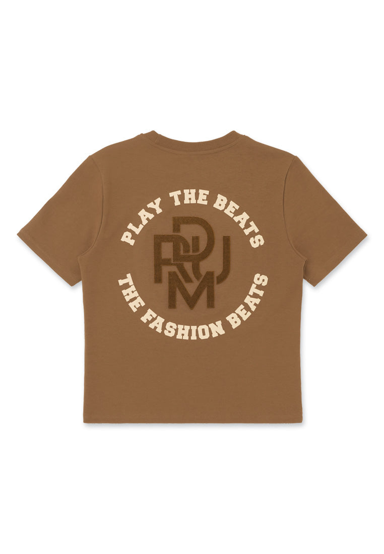 DRUM SELECT Women Toothbrush Embroidery Top- Brown