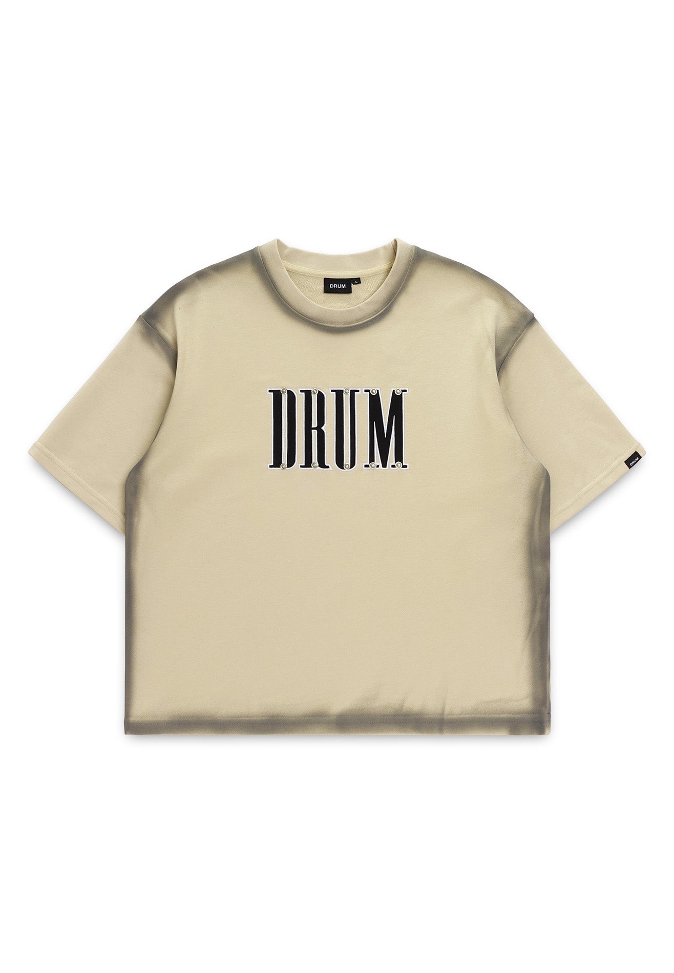 DRUM SELECT Studded Spray Details Oversized Boxy Tee- Light Khaki