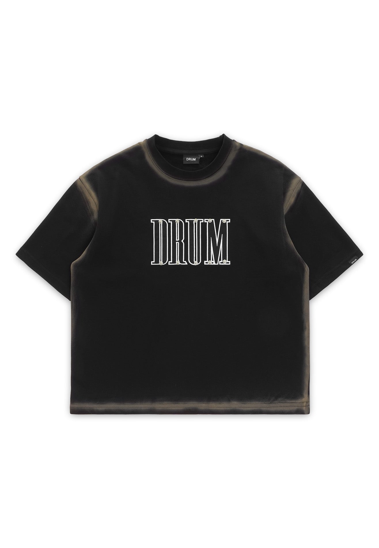 DRUM SELECT Studded Spray Details Oversized Boxy Tee- Black