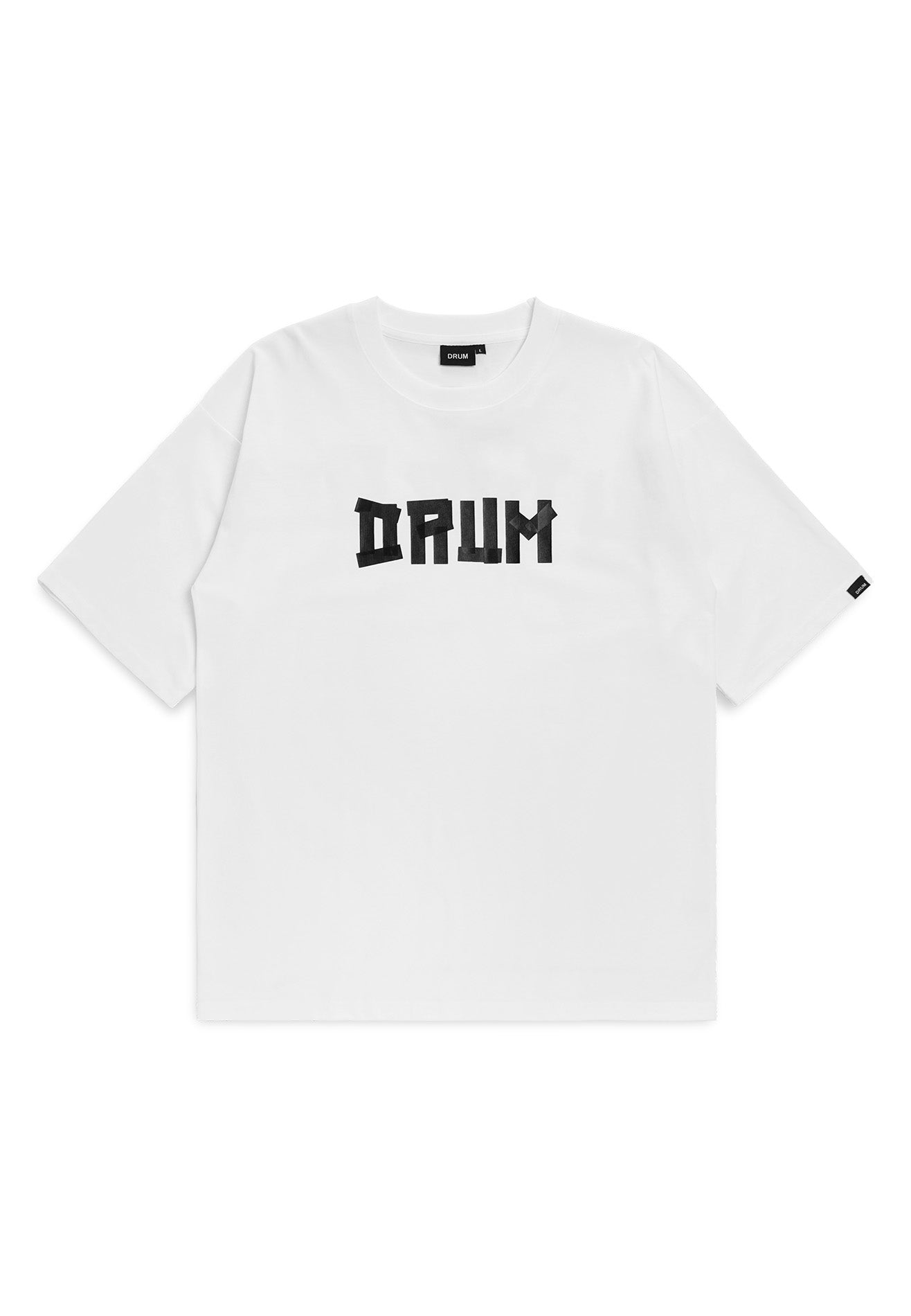 DRUM SELECT Logo TPU Tape Oversized Tee- White