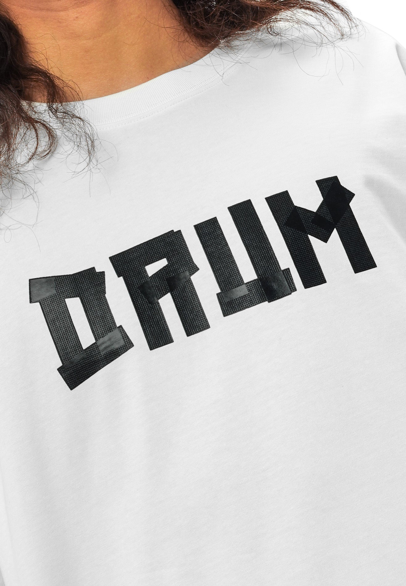 DRUM SELECT Logo TPU Tape Oversized Tee- White