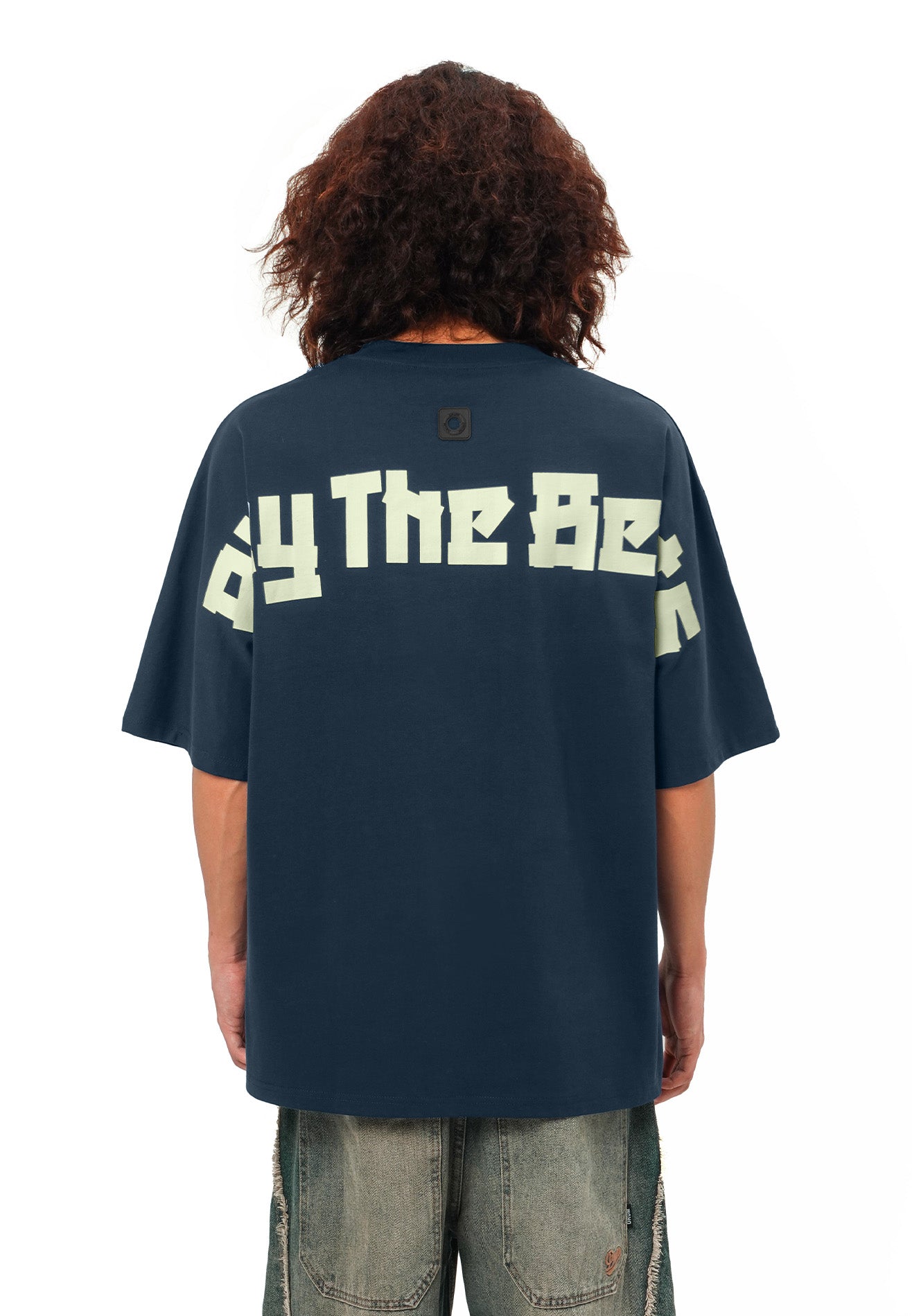 DRUM SELECT Logo TPU Tape Oversized Tee- Dark Blue