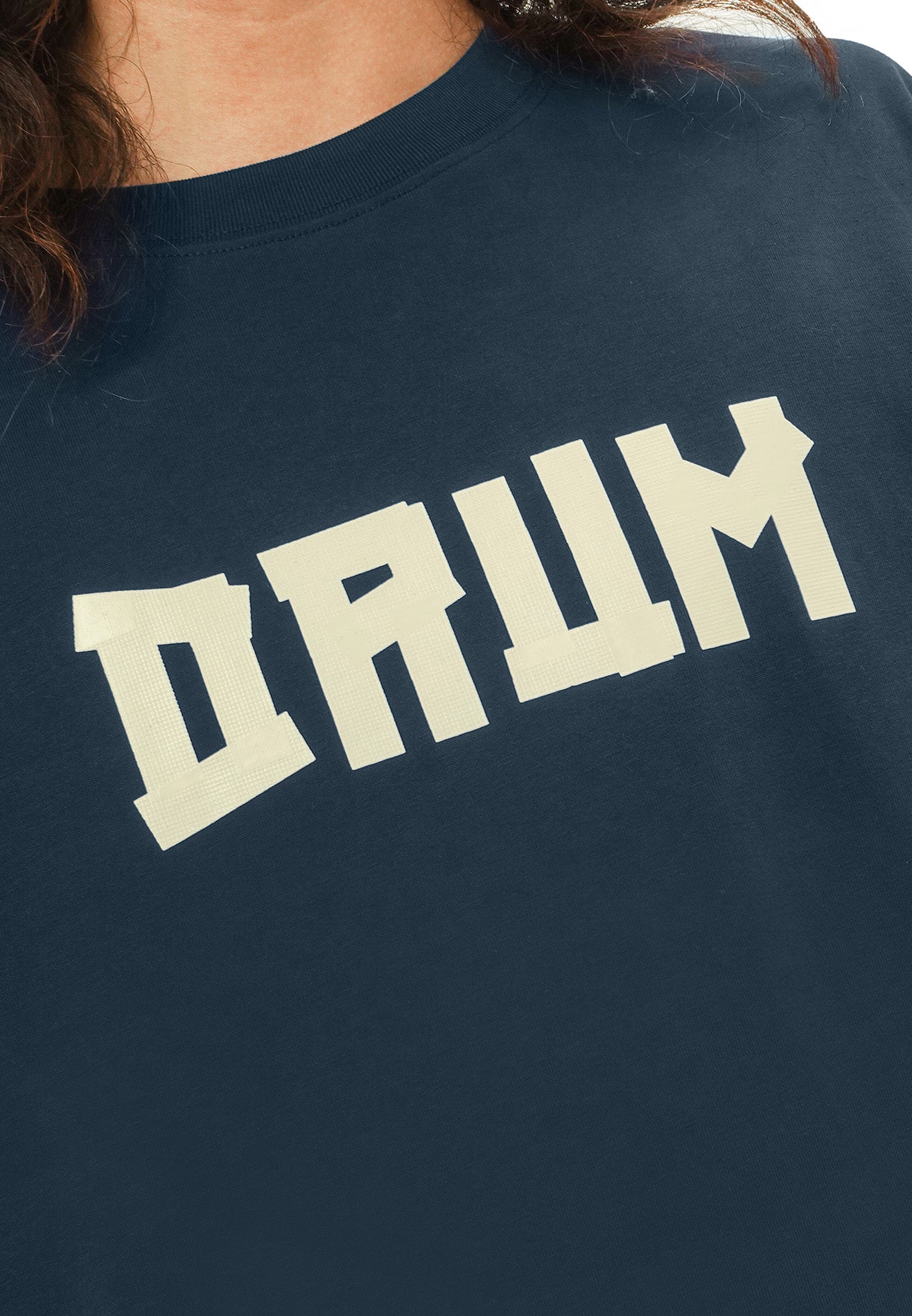 DRUM SELECT Logo TPU Tape Oversized Tee- Dark Blue