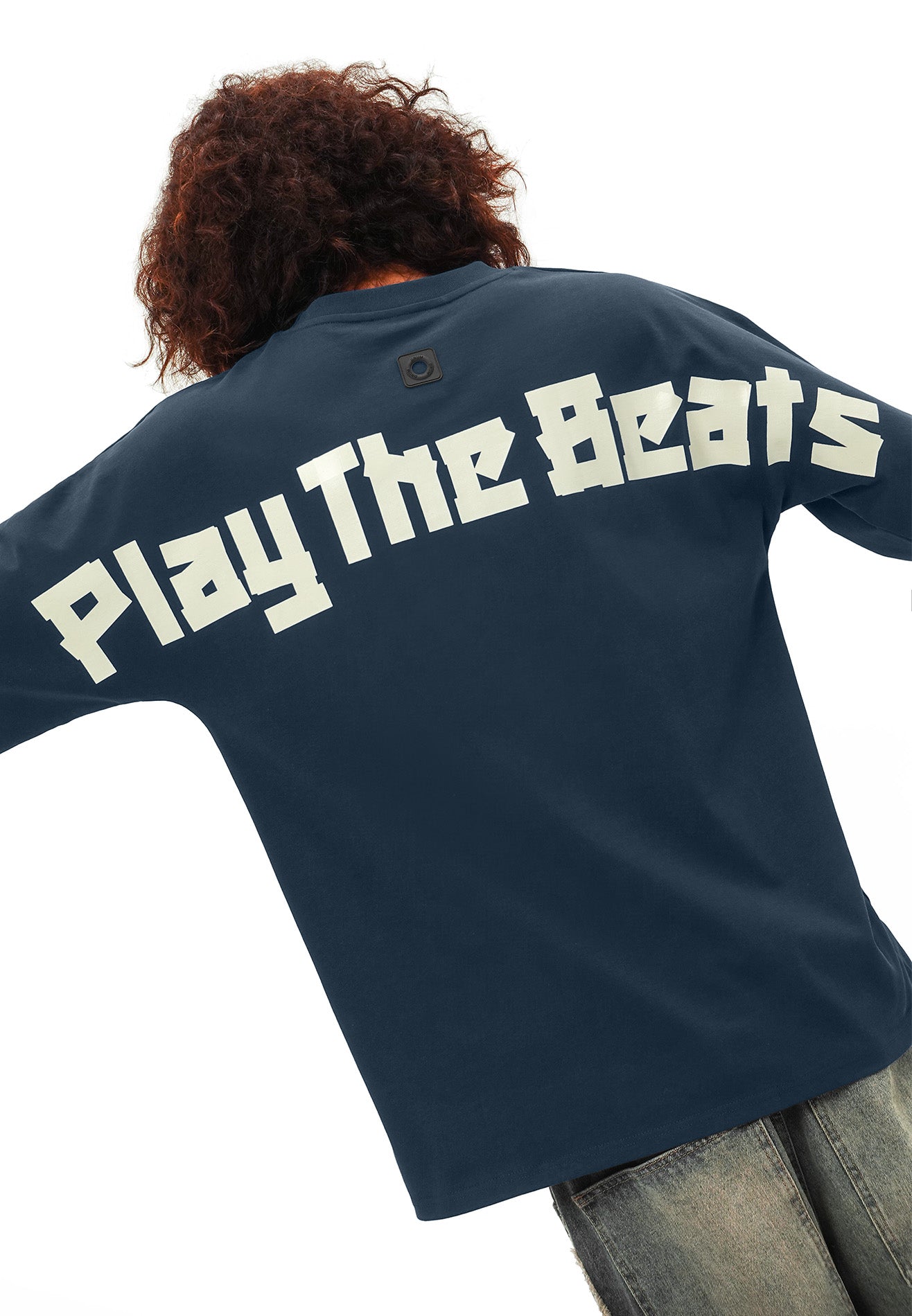 DRUM SELECT Logo TPU Tape Oversized Tee- Dark Blue