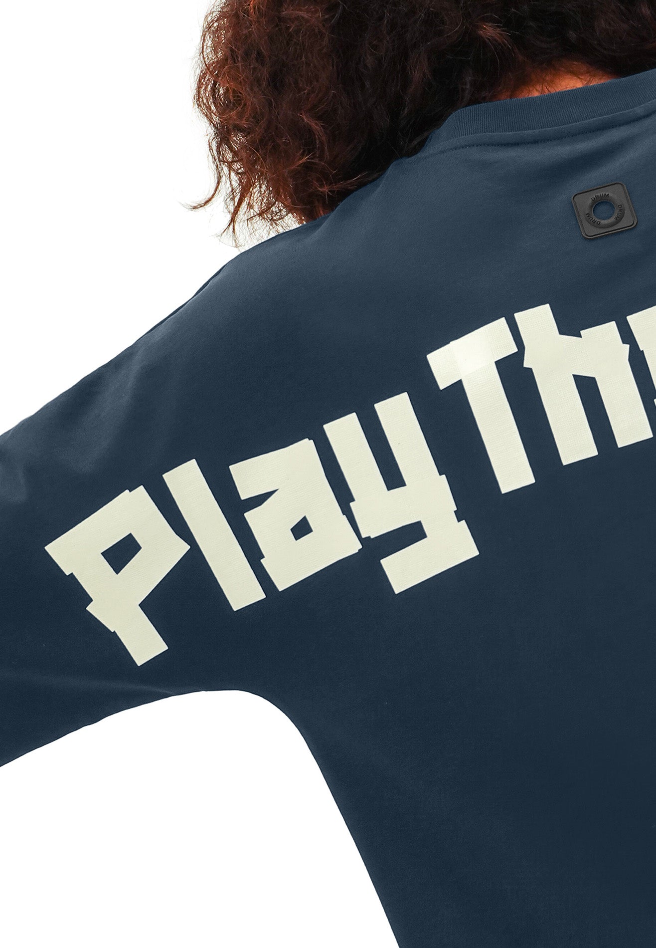 DRUM SELECT Logo TPU Tape Oversized Tee- Dark Blue