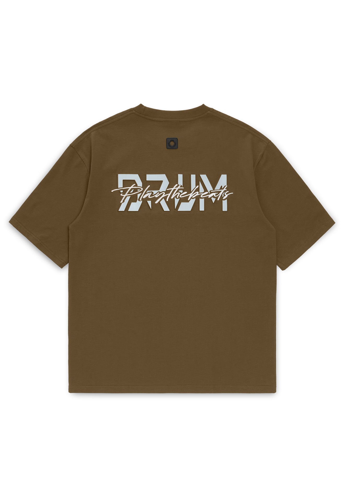 DRUM SELECT Reflective Heat transfer Embroidery Oversized Tee- Dark Khaki
