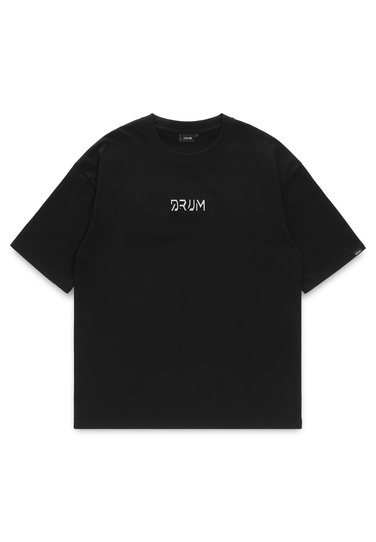 DRUM SELECT Reflective Heat transfer Embroidery Oversized Tee- Black
