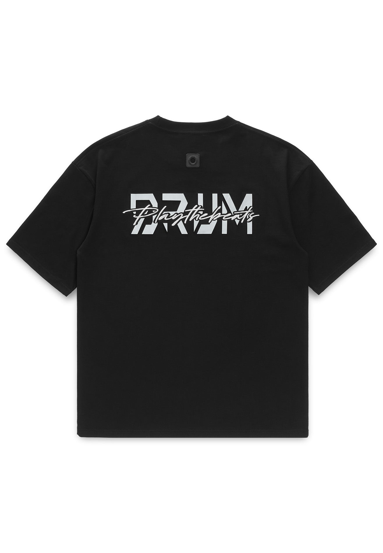 DRUM SELECT Reflective Heat transfer Embroidery Oversized Tee- Black