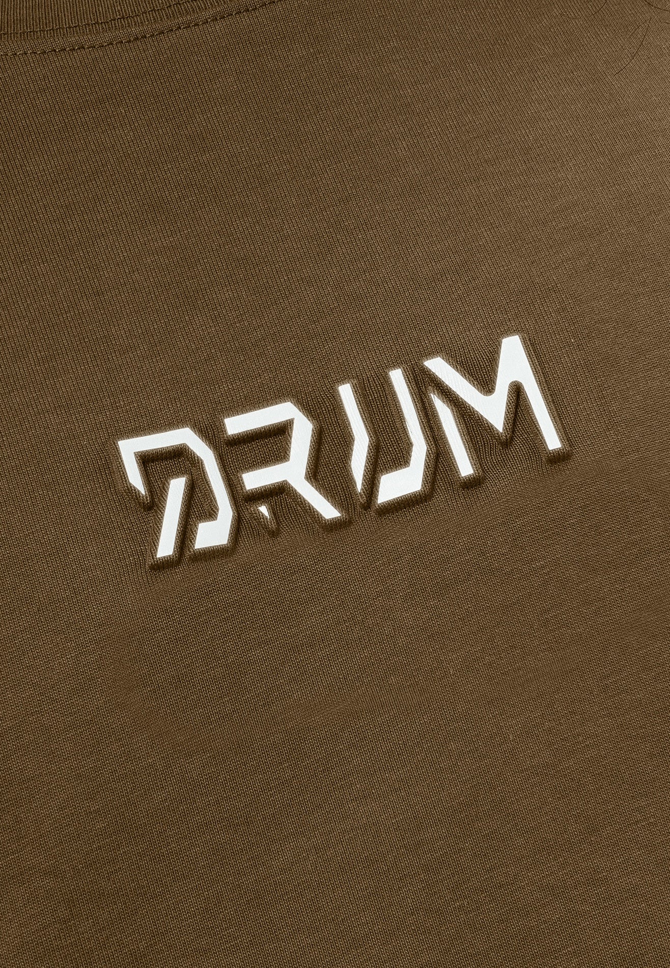DRUM SELECT Reflective Heat transfer Embroidery Oversized Tee- Dark Khaki