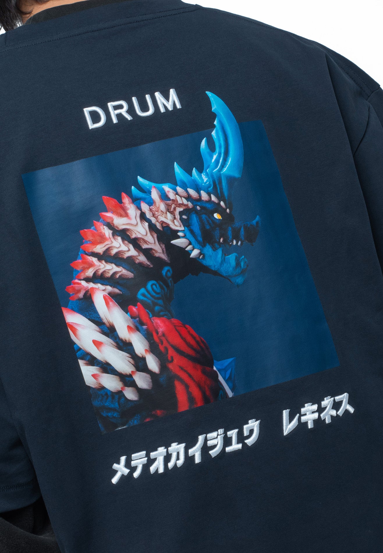 DRUM | Ultraman Omega Oversized Tee Logo Embroidery -Dark Blue
