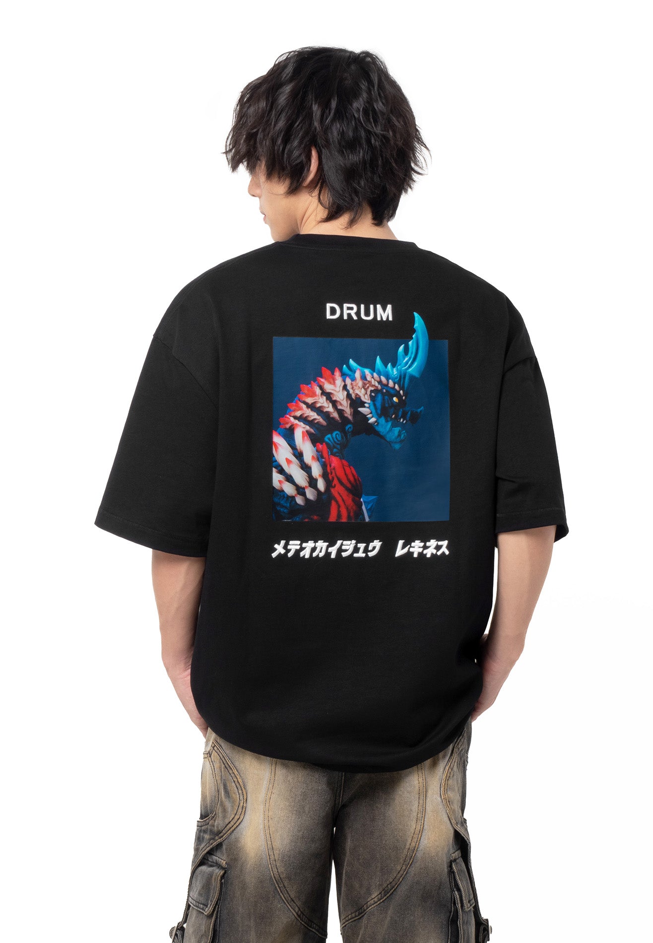 DRUM | Ultraman Omega Oversized Tee Logo Embroidery -Black