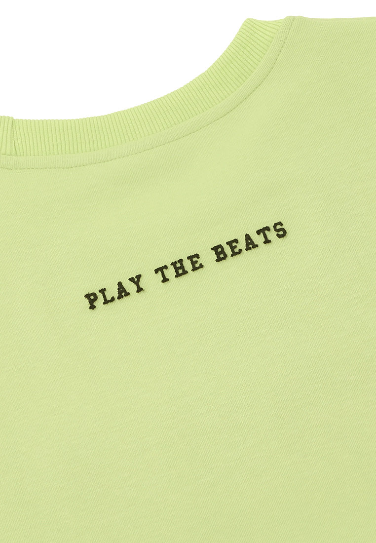 DRUM SELECT Women Toothbrush Embroidery Top-Light Green